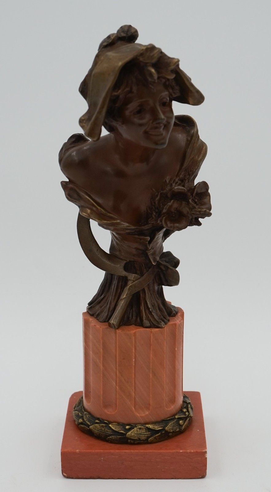 Antique 1885 1930 George Van Der Straeten Bronze Bust Of Dutch Lady photo for sale