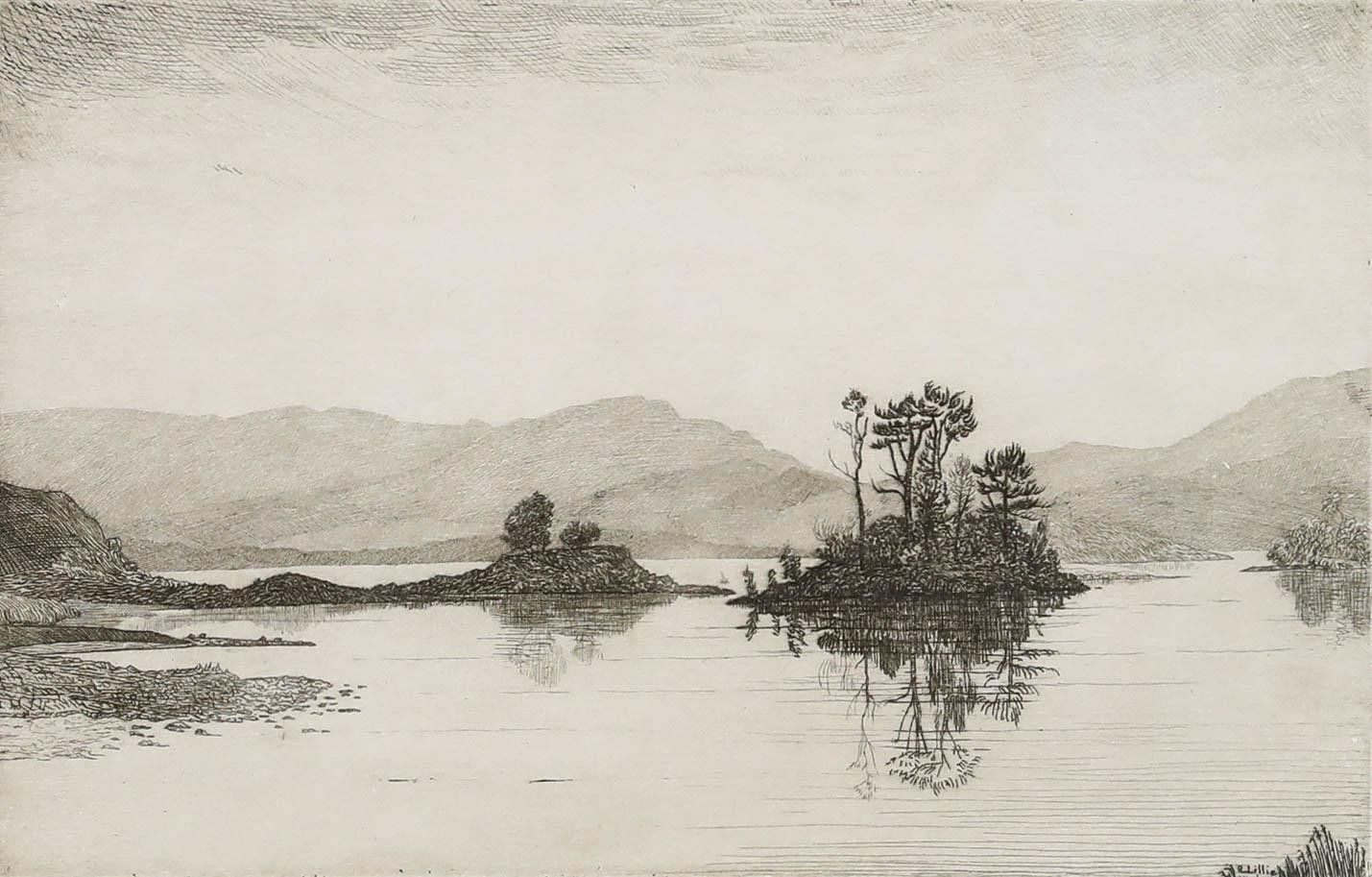 Robert Lillie (1867 1949) Early 20th Century Etching, Little Loch Awe photo furniture