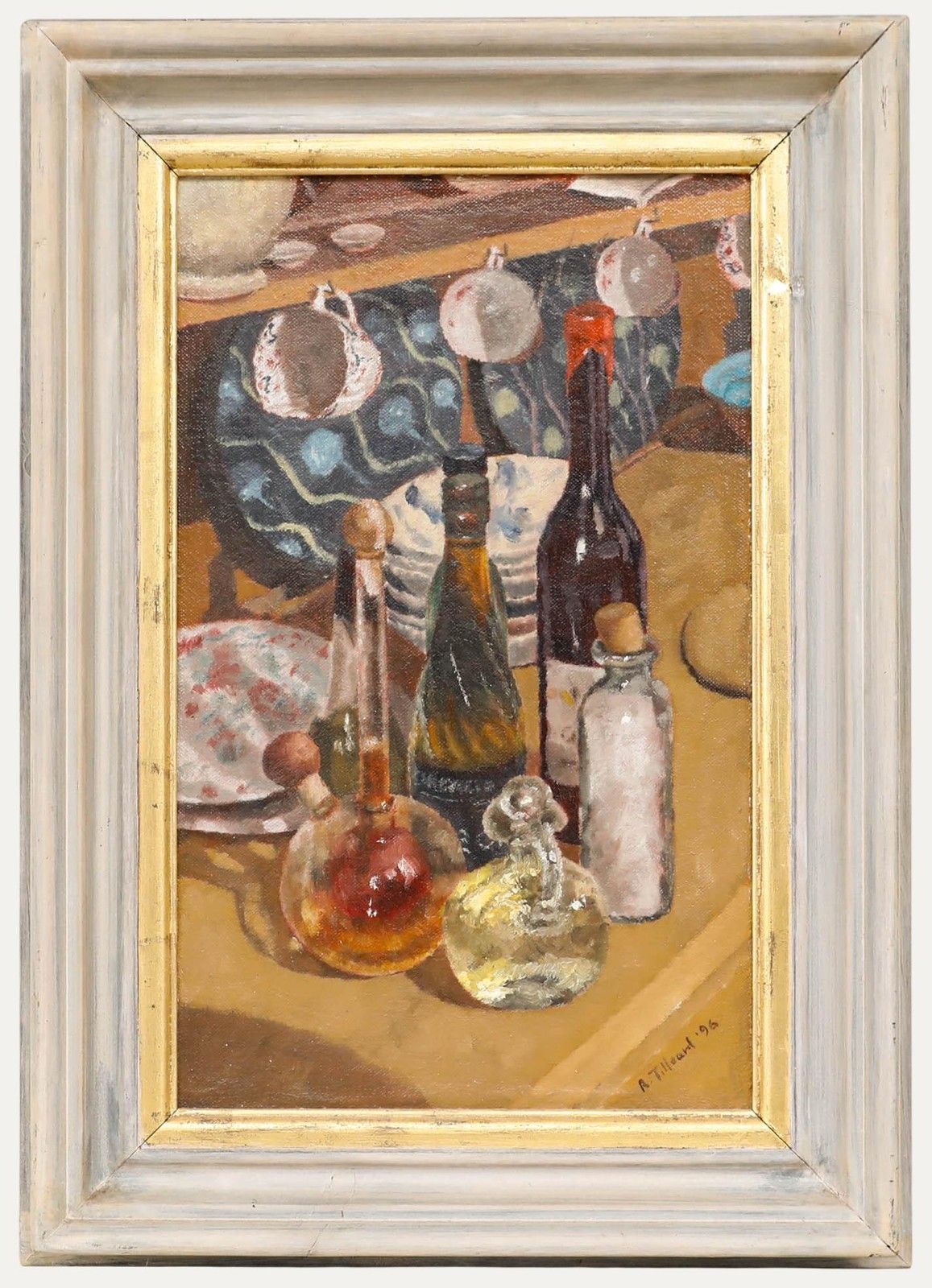 Robert Tilleard (B.1949) 1996 Oil, Still Life With Bottles And Decanters