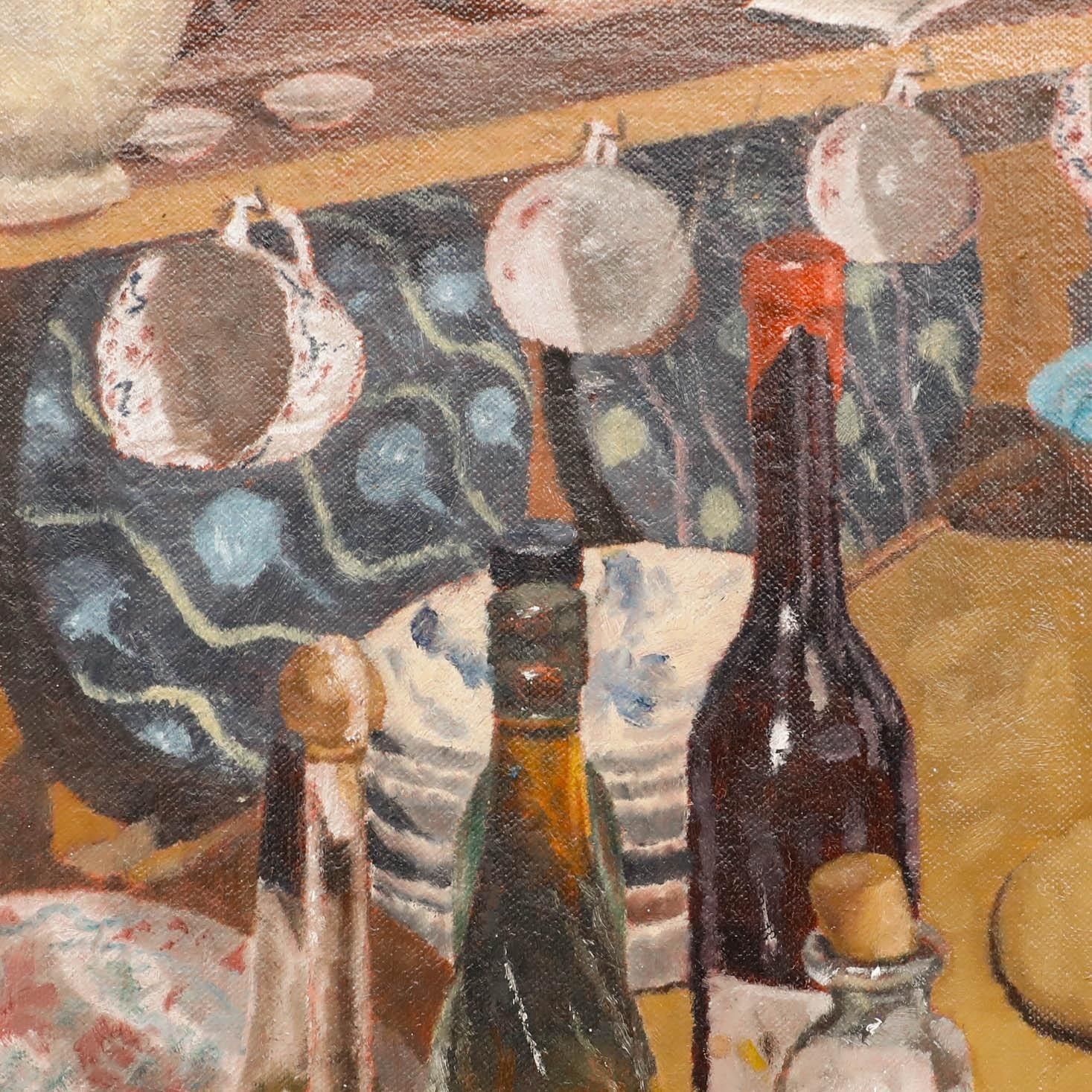 Robert Tilleard (B.1949) 1996 Oil, Still Life With Bottles And Decanters photo Art