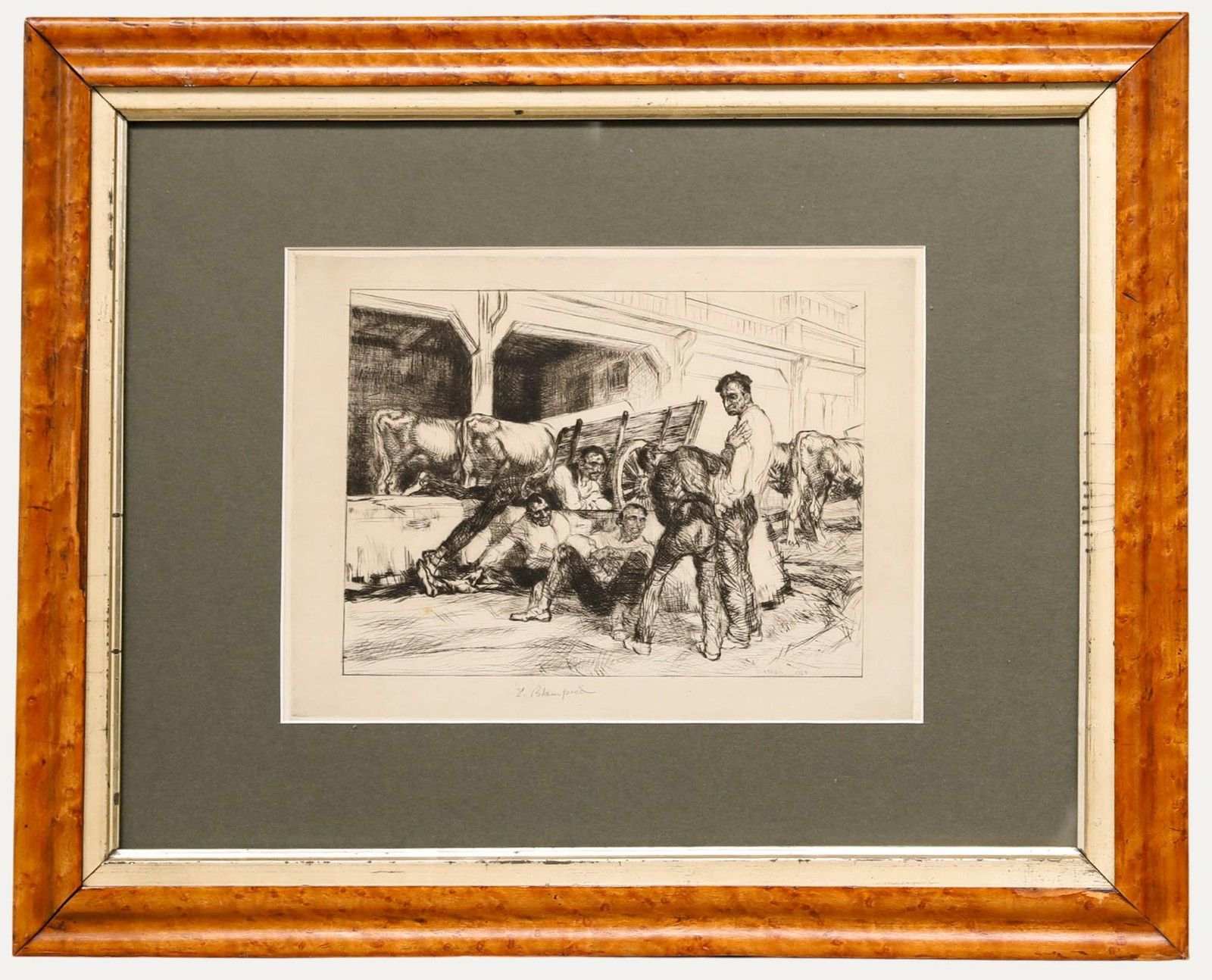 Edmund Blampied (1886 1966) 1927 Etching, Lunchtime In San Sebastian