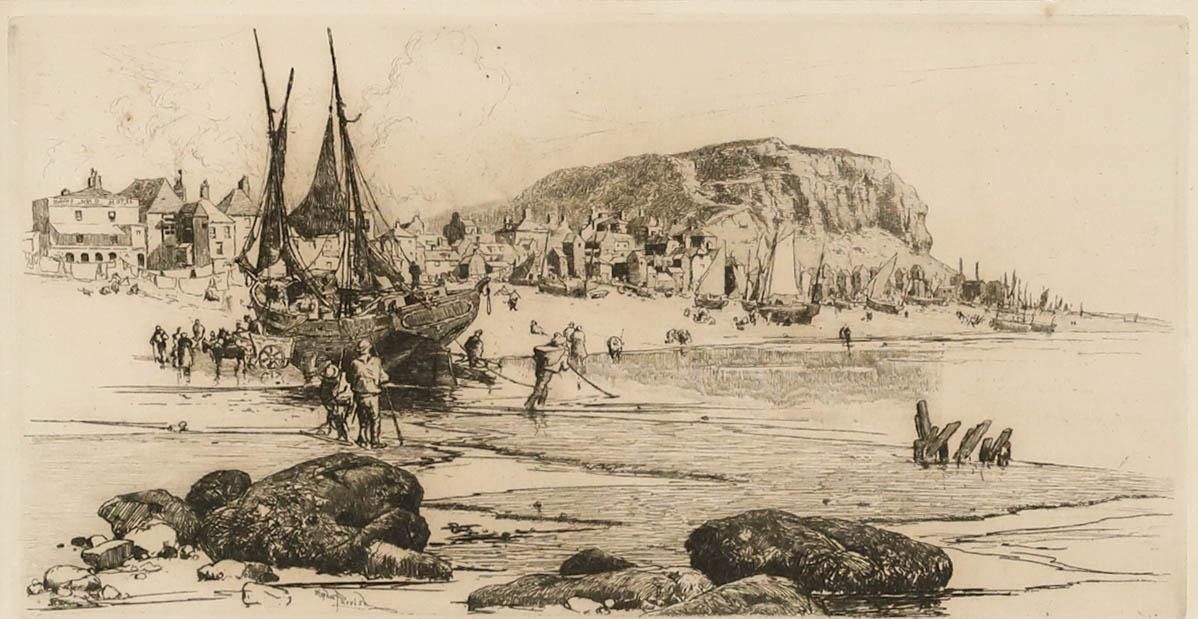 Stephen Parrish (1846 1938) American School 19th Century Etching, Hastings photo furniture