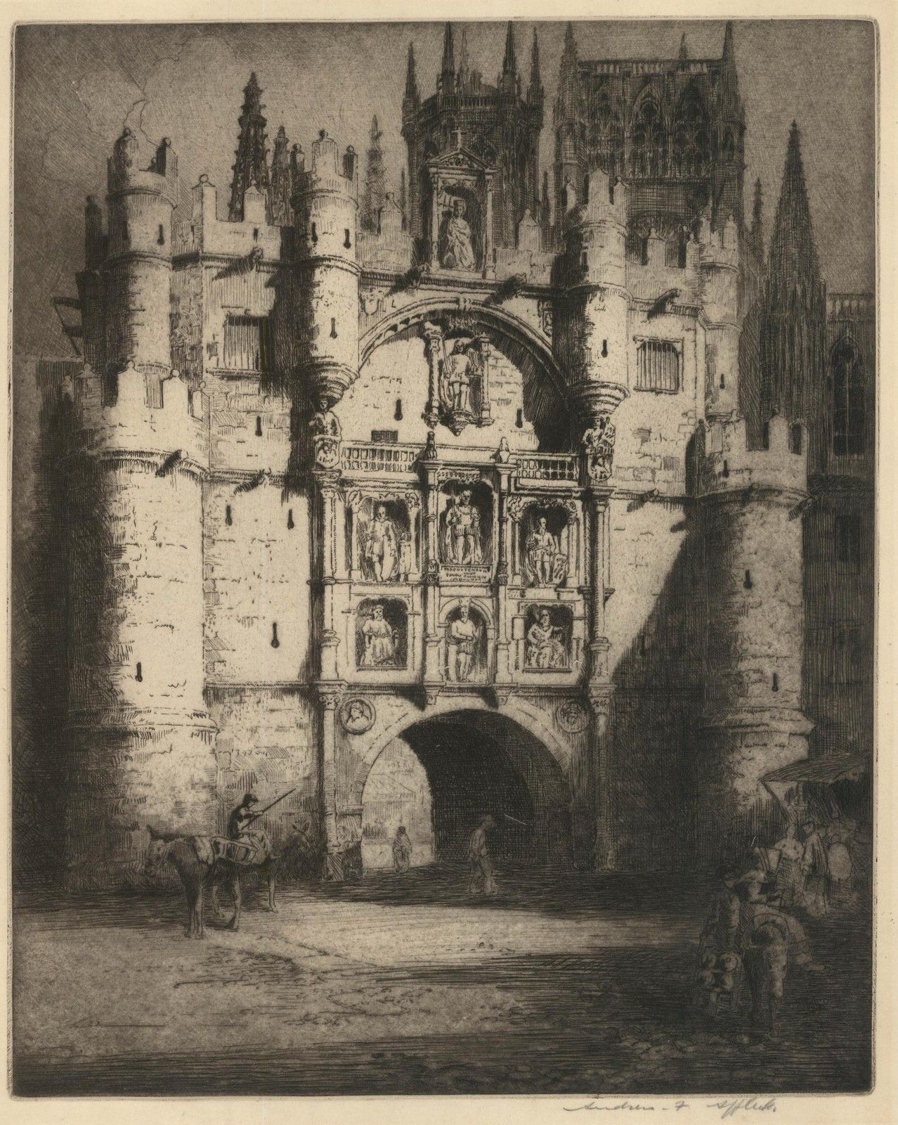 Andrew Fairbairn Affleck (1874 1935) Etching, Arco De Santa Maria photo furniture