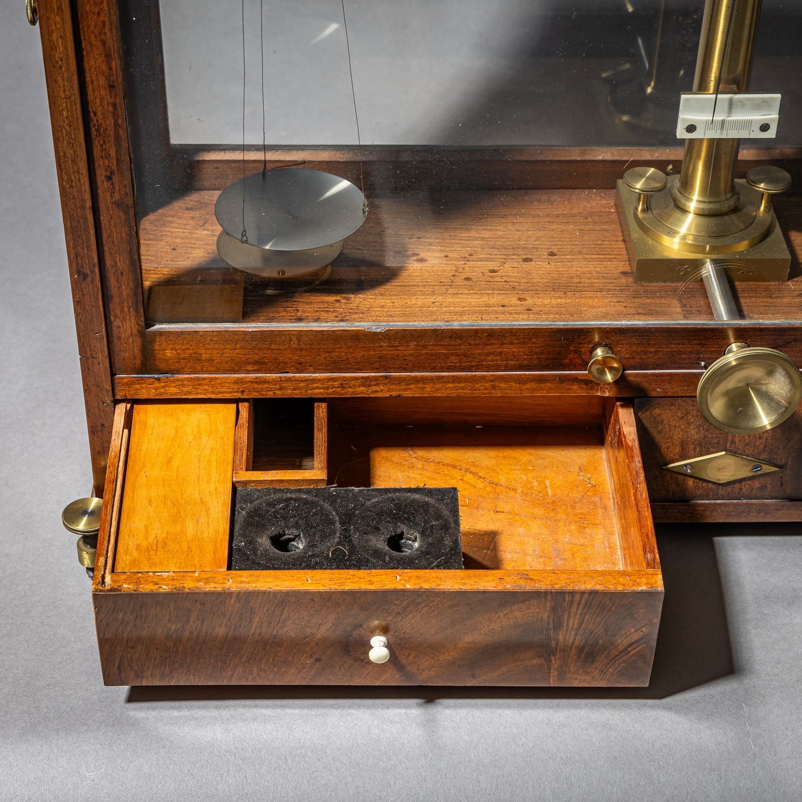 Brass Balance Scale In Wooden Case, 19th Century photo buy
