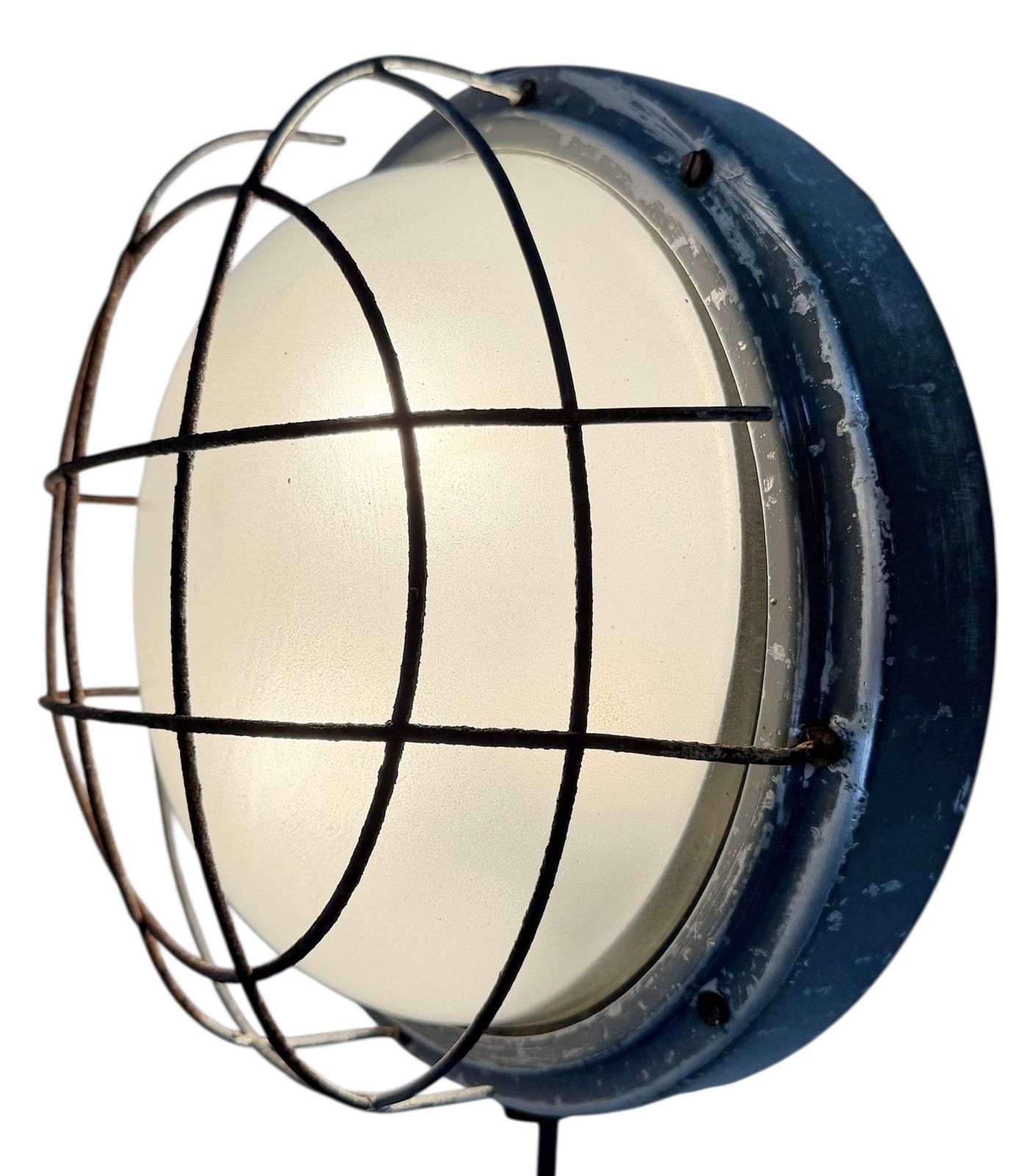 Industrial Grey Wall Light With Milk Glass From Elektrosvit, 1970s photo for sale