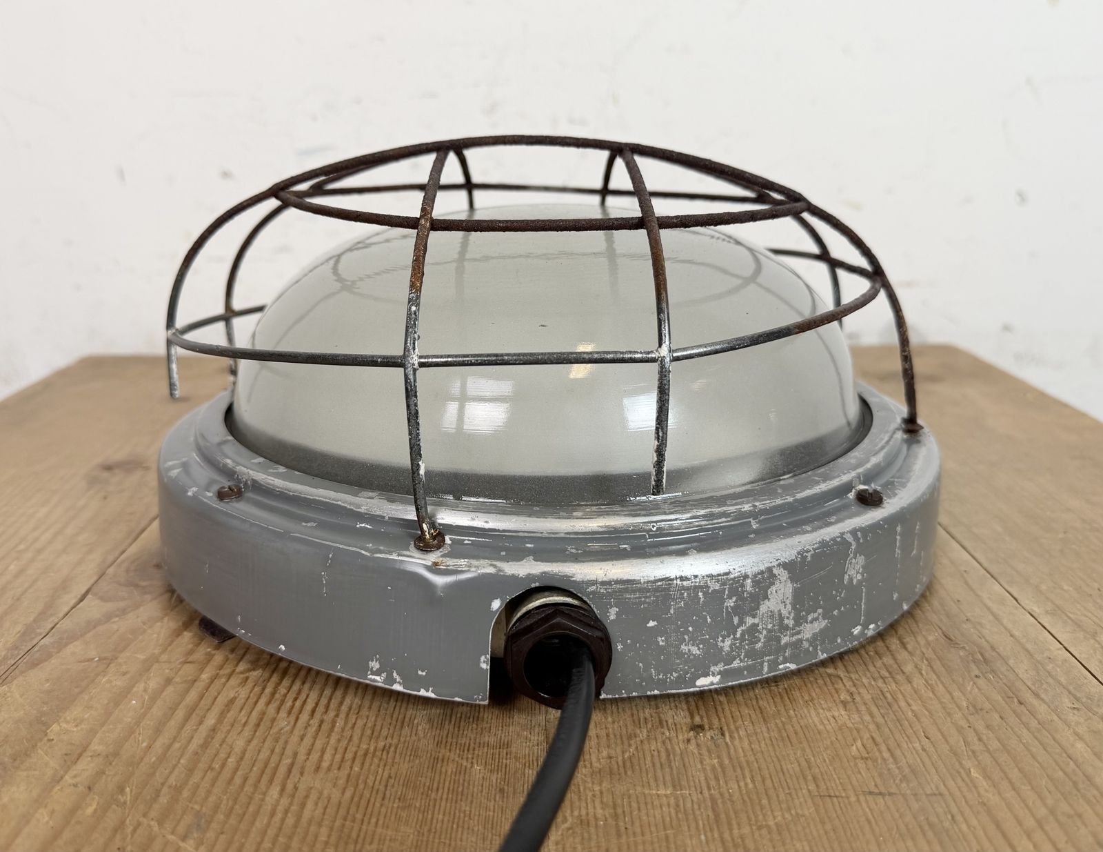 Industrial Grey Wall Light With Milk Glass From Elektrosvit, 1970s photo 149.0