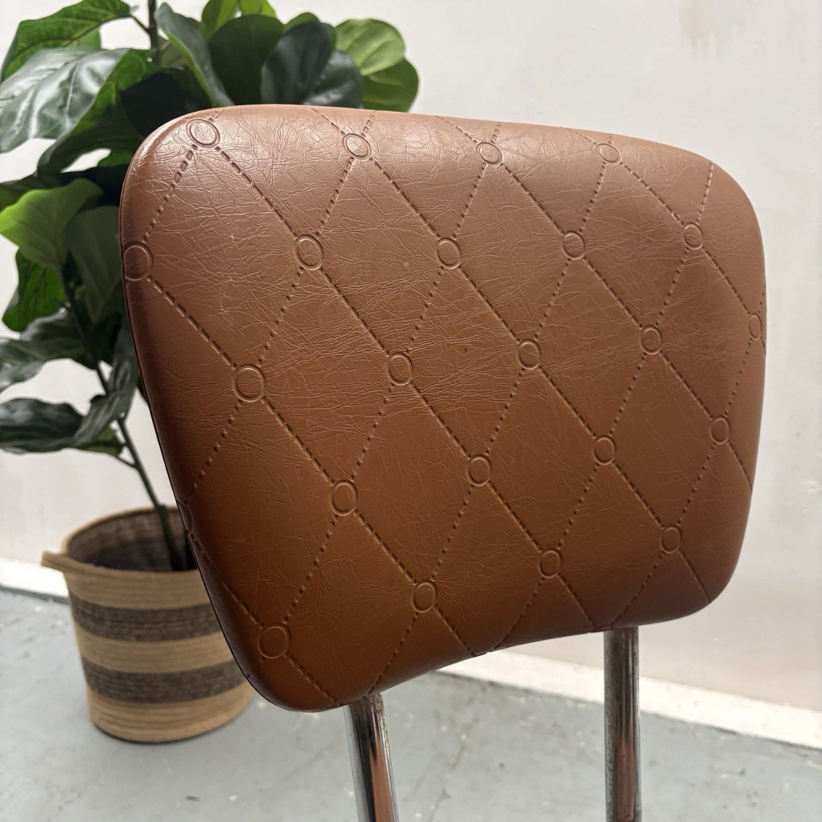 Vintage Soudex Vinyl Two Tone Brown Quilted & Tubular Chrome Mid Century Chair photo buy