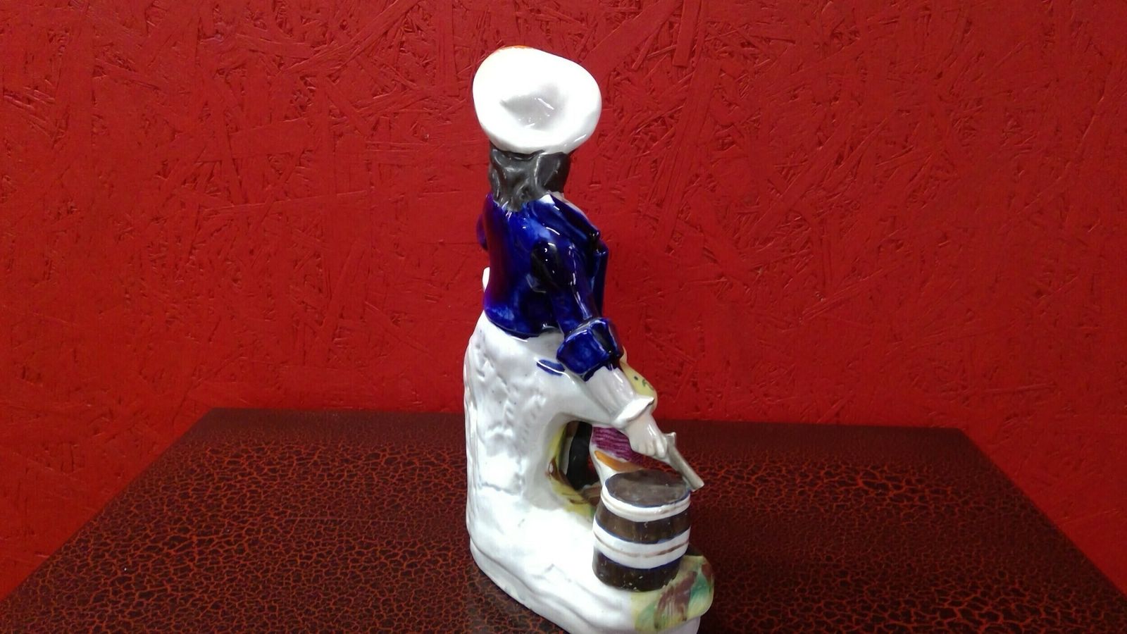 Staffordshire Antique Pottery Flat Backed Figure Of Will Watch In Colourfull Garbe photo 120.0