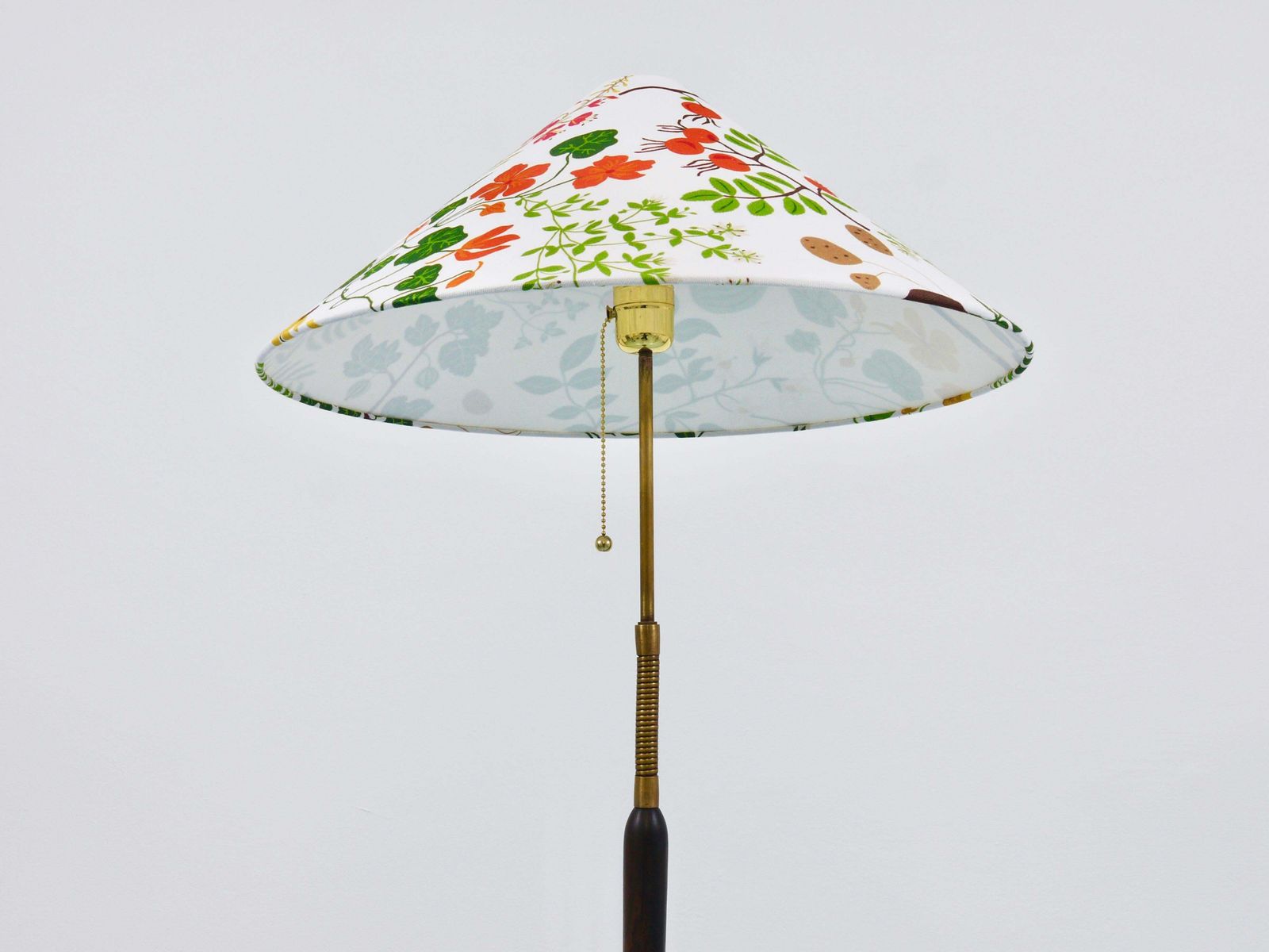 Lighting 1940s Adjustable Walnut & Brass Floor Lamp, Rupert Nikoll Vienna, Austria, 1950s photo