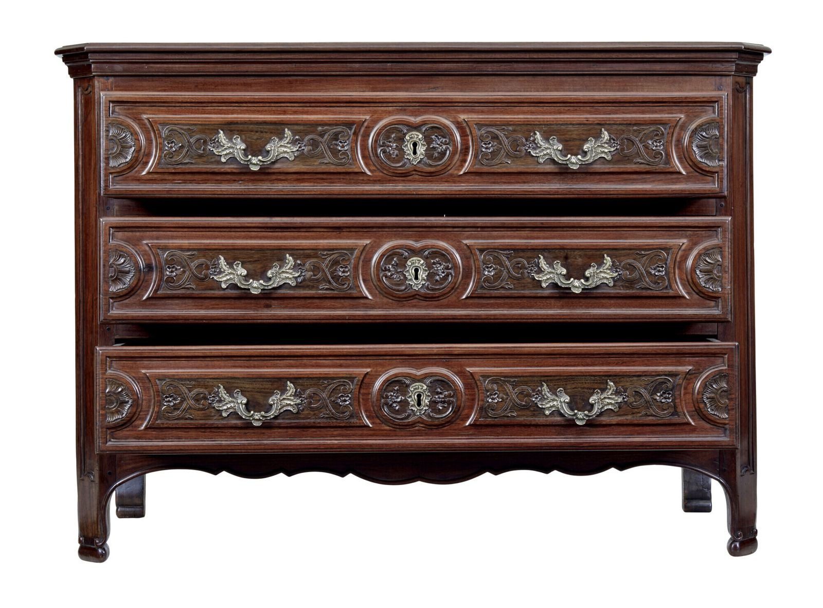 photo for sale 19th Century Carved Walnut French Provincial Commode