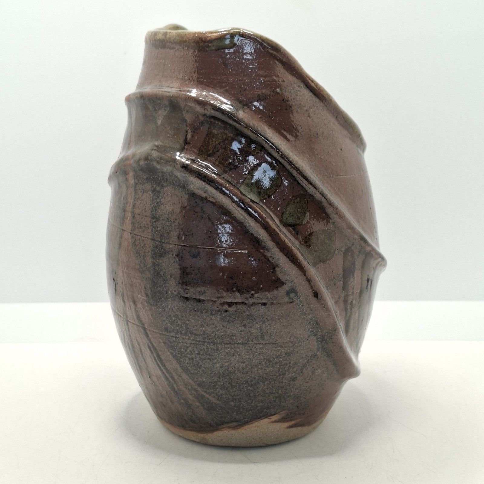 photo for sale British Studio Pottery Trio Of Vases Graduating Handcrafted Brown Glaze Signed