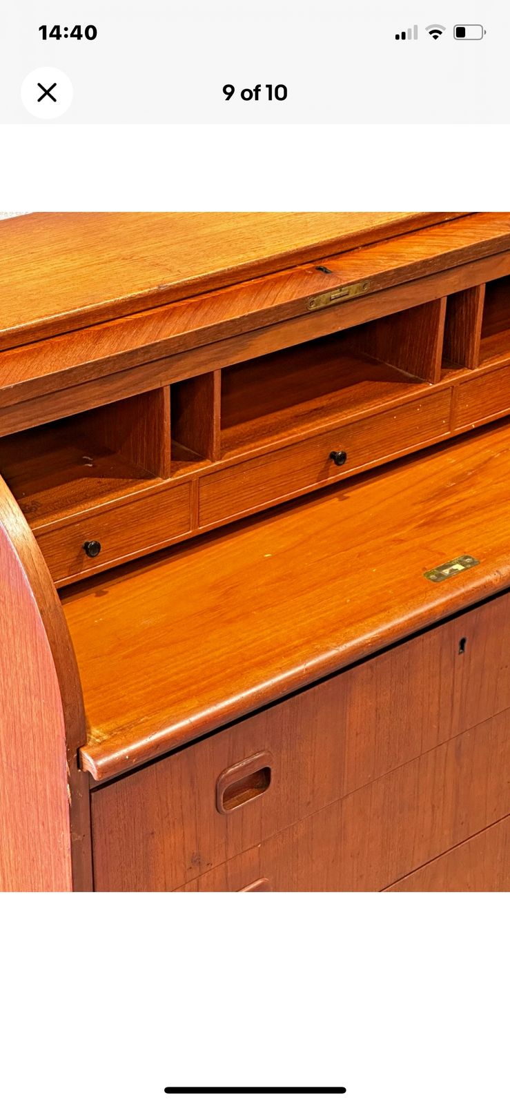 Mid Century Swedish Teak Rolltop Secretary Desk By Egon Ostergaard photo for sale