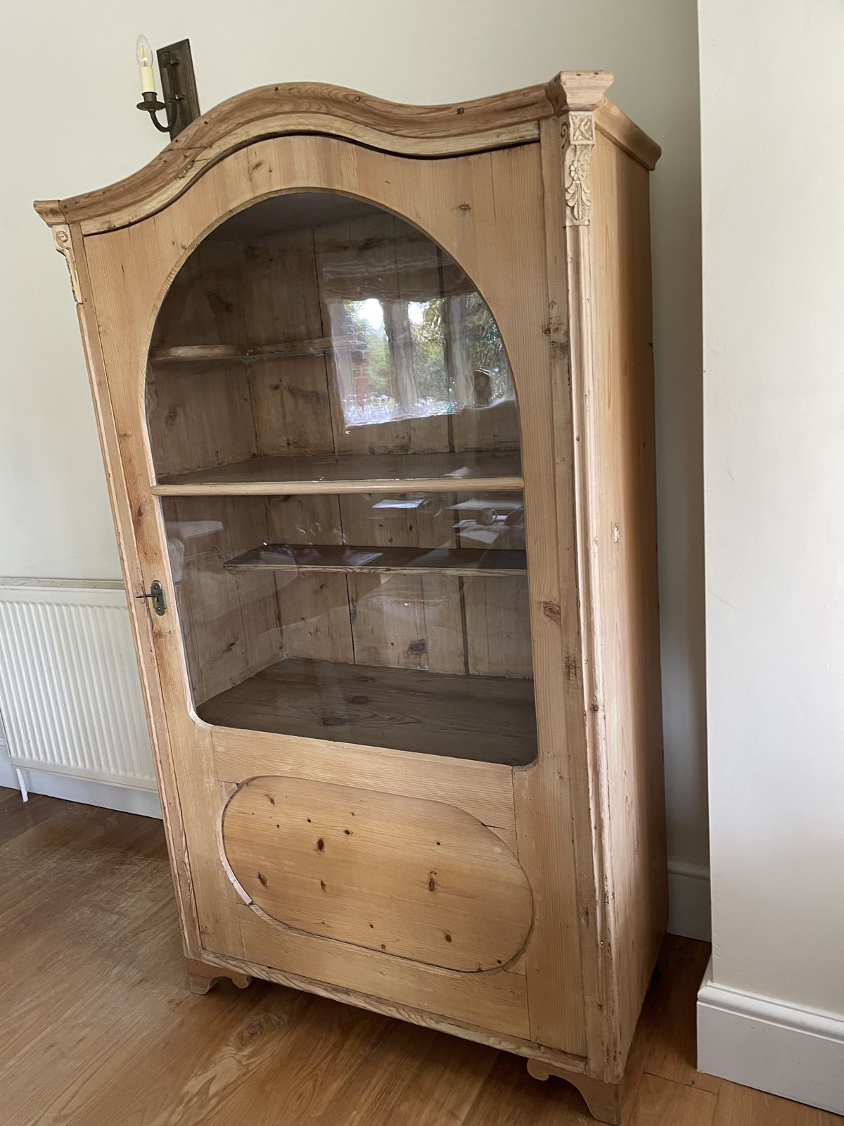 Antique Dutch Pine Glass Fronted Display Cupboard photo 950.0