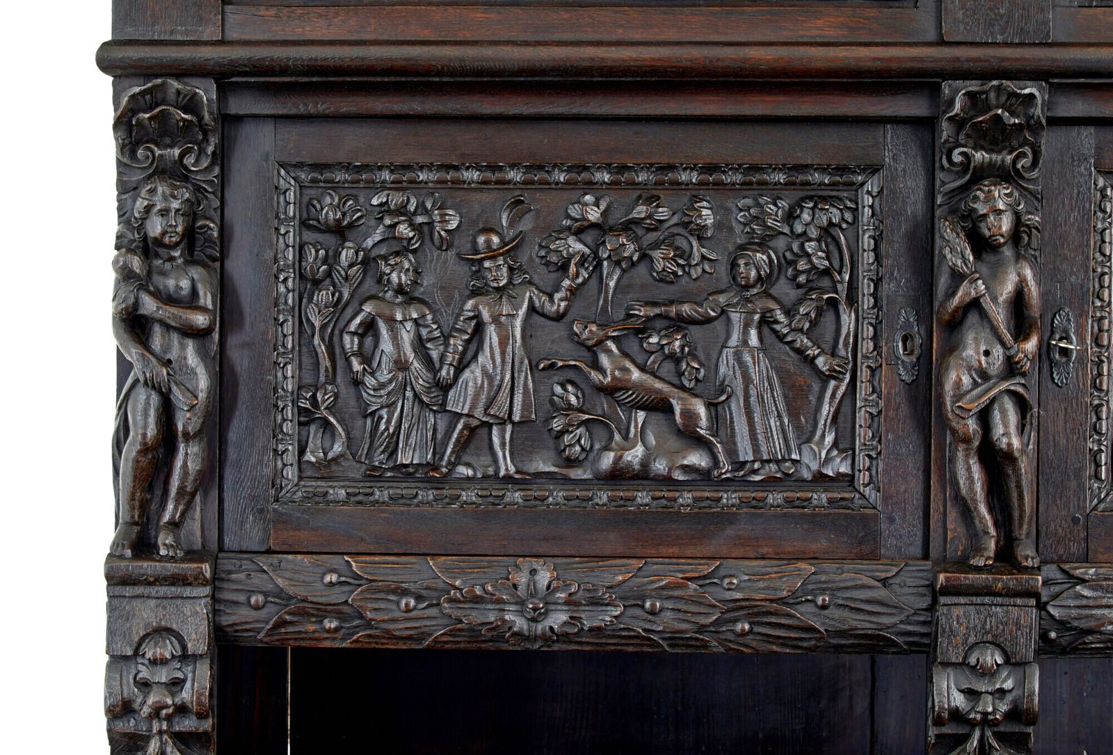 Large 19th Century Flemish Carved Oak Cabinet photo Furniture
