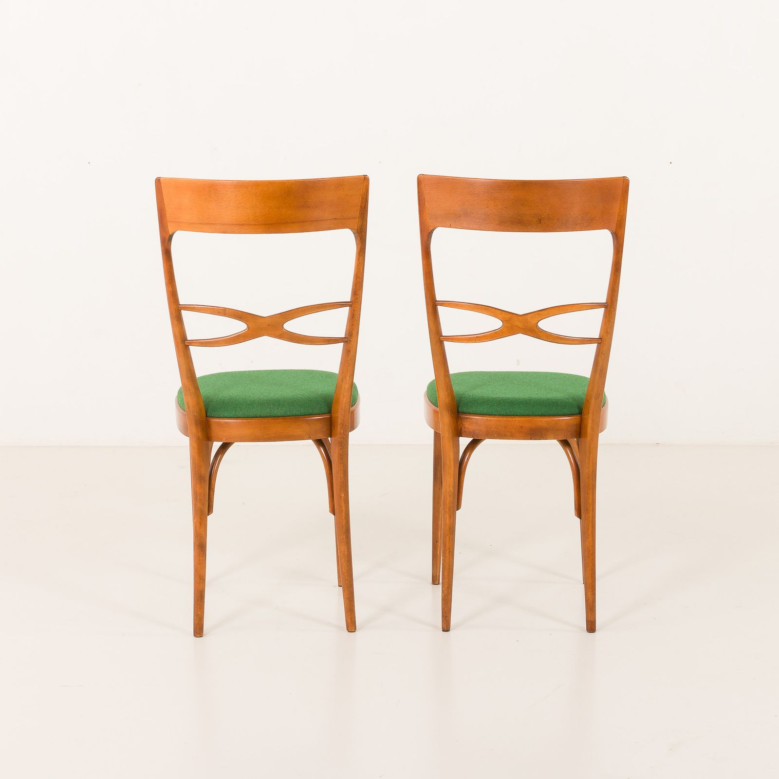 Furniture Italian Mid Century Chairs In Walnut And Wool In The Style Of Carlo Di Carli, 1950s photo