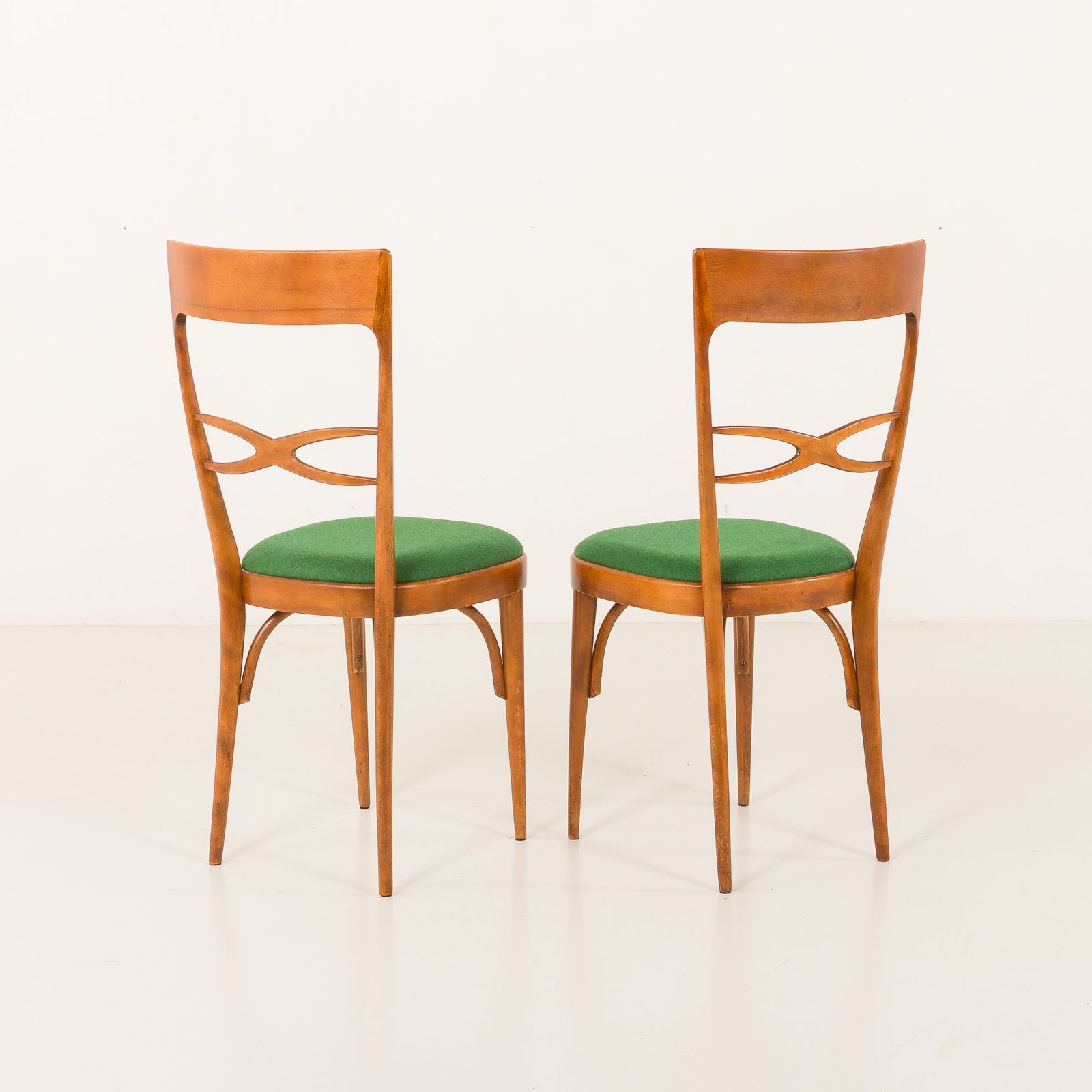 1477.0 Italian Mid Century Chairs In Walnut And Wool In The Style Of Carlo Di Carli, 1950s photo
