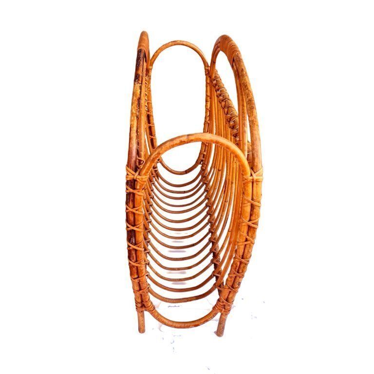 photo furniture Wicker Newspaper Rack, Scandinavian Style, Denmark, 1970s