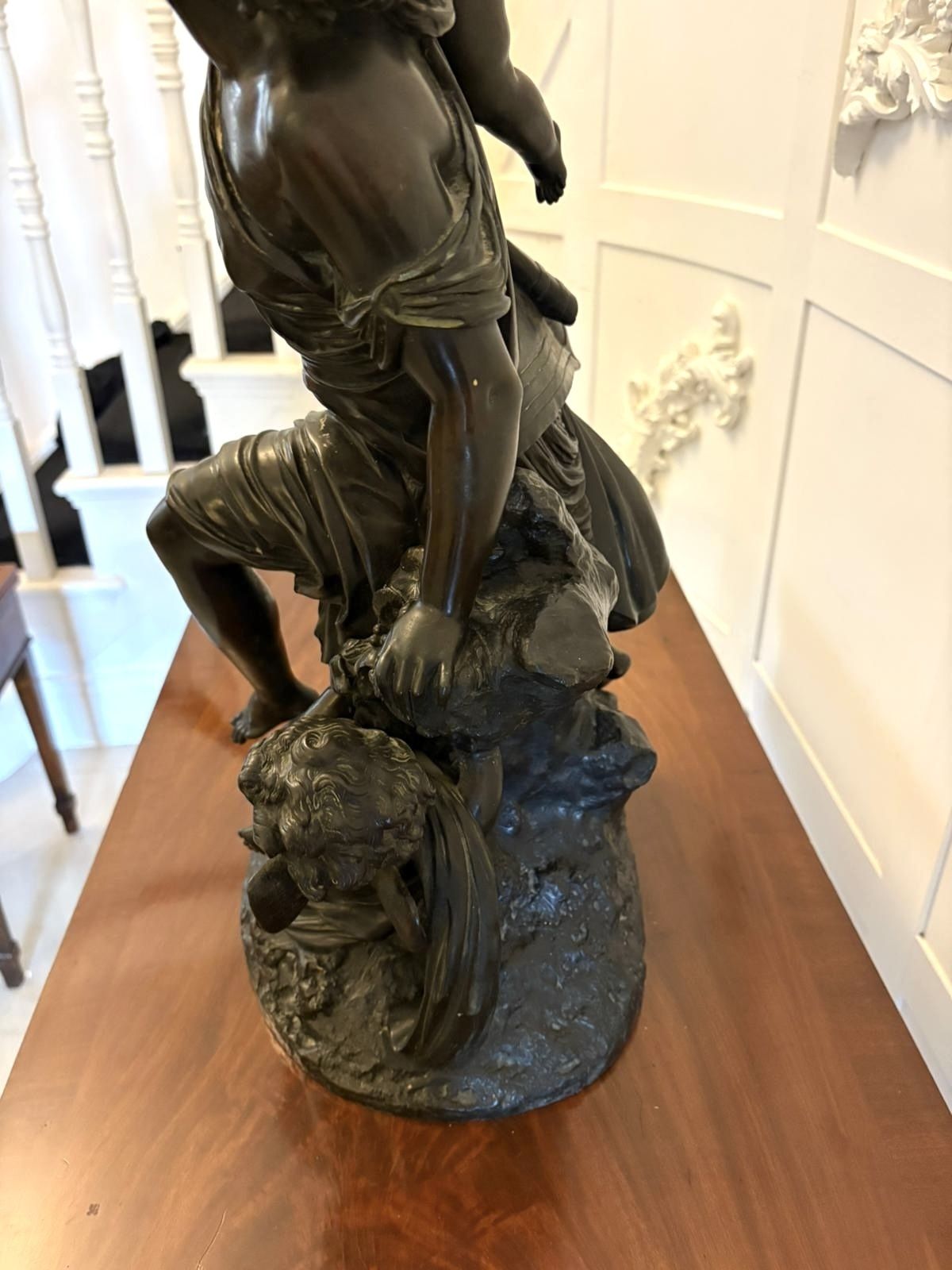 Superb Antique 19th Century Bronze Sculpture By Renowned French Sculptor Auguste Moreau “L’amour Maternel” (Motherly Love) photo for sale