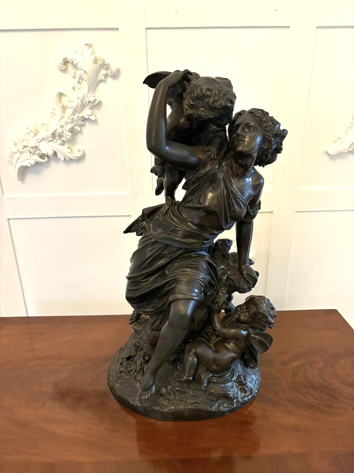 Superb Antique 19th Century Bronze Sculpture By Renowned French Sculptor Auguste Moreau “L’amour Maternel” (Motherly Love)
