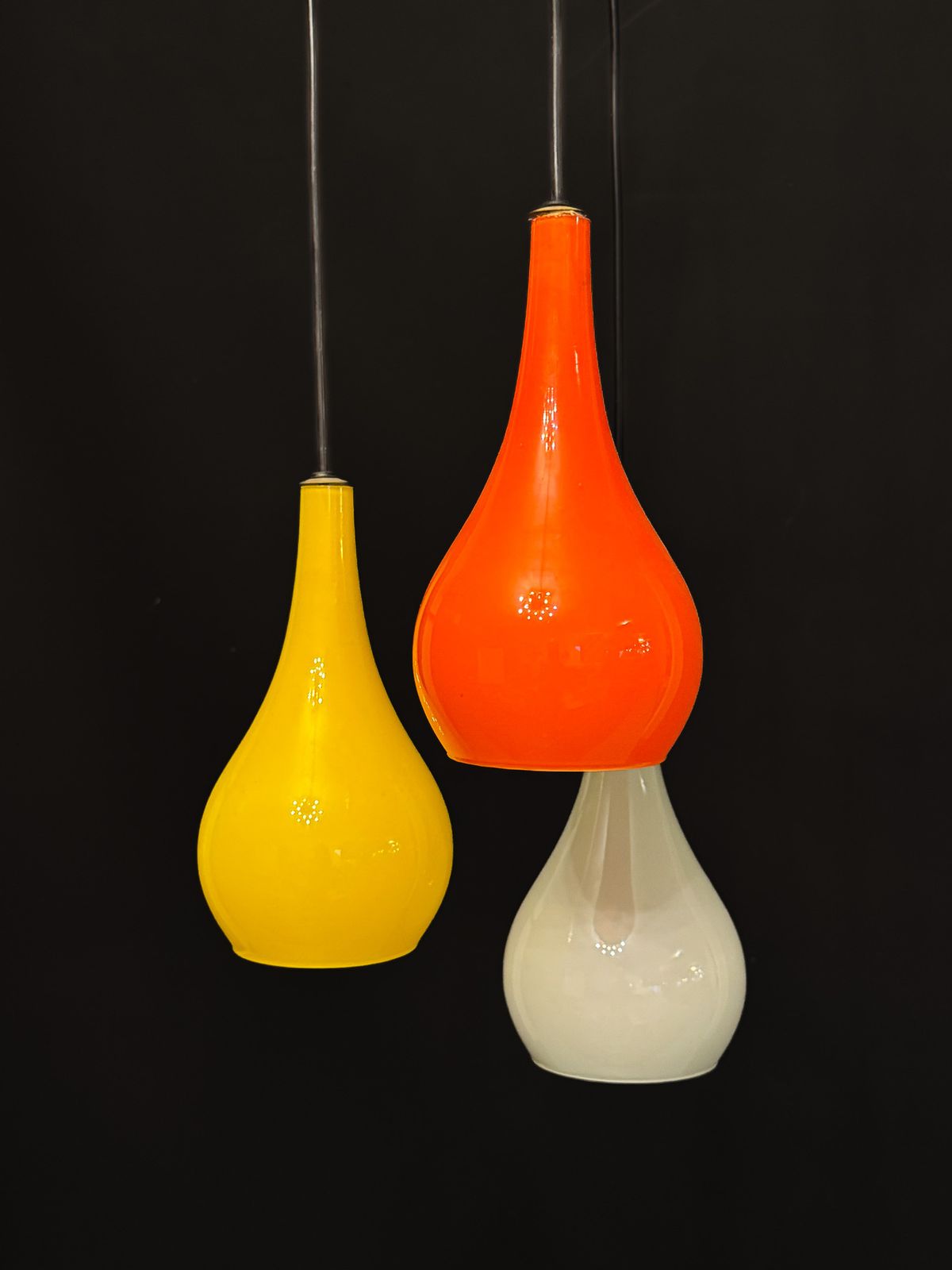 photo for sale Mid Century Pendant With Vistosi Glass Shades By Stilux Milano. Italy 1960s
