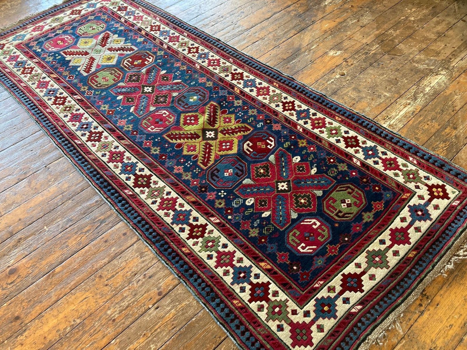 Textiles Antique Caucasian Talish Long Rug 2.97m X 1.22m photo