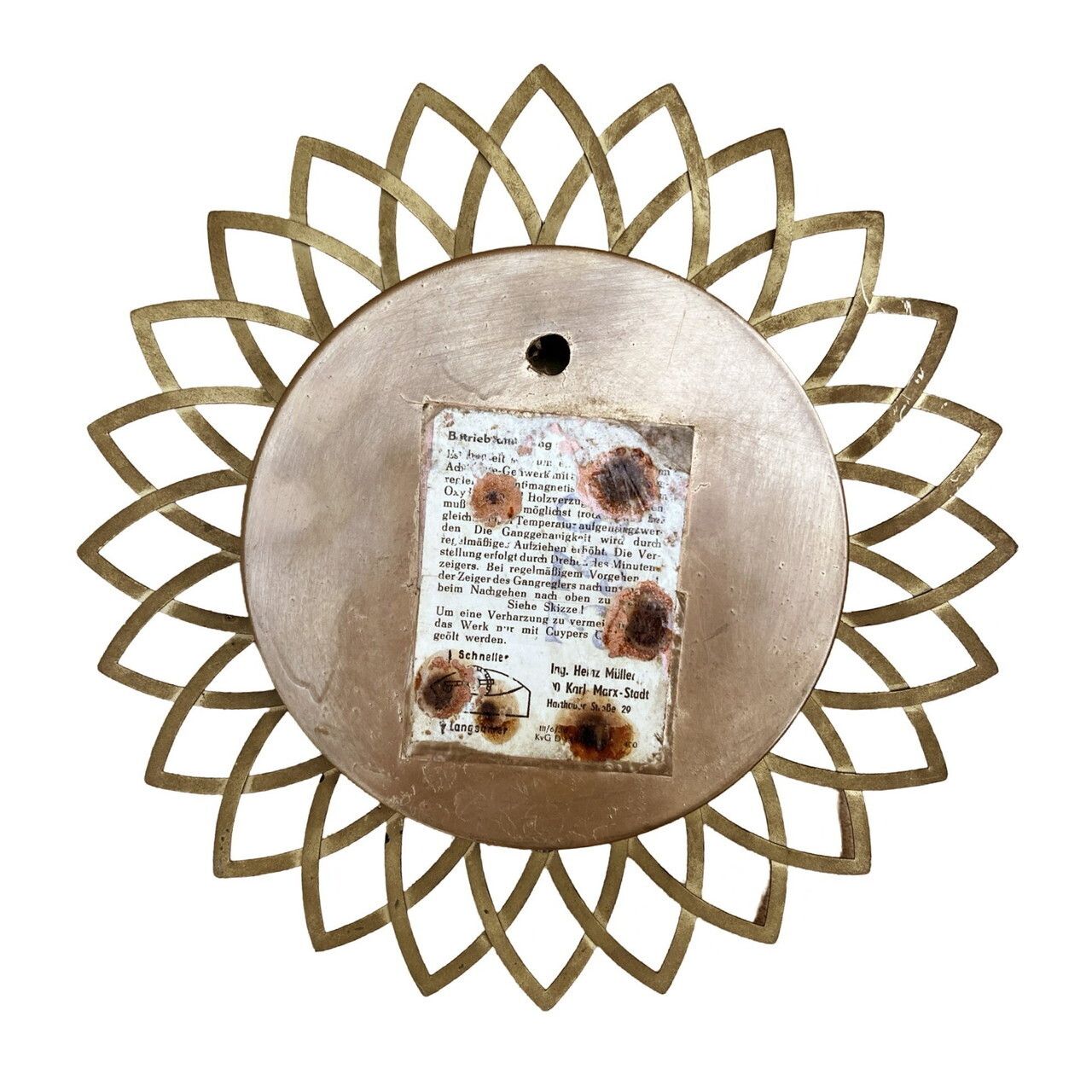 Mechanical Sun Hanging Clock Müller Germany 1960s photo buy