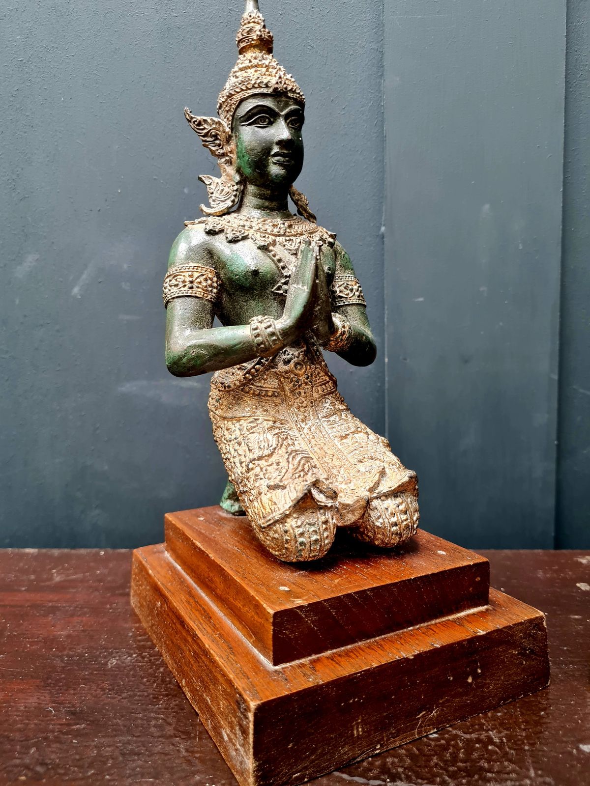 Pair Of Early 20th Century Solid Bronze Thai Temple Guardians   Thepphanom photo vinterior