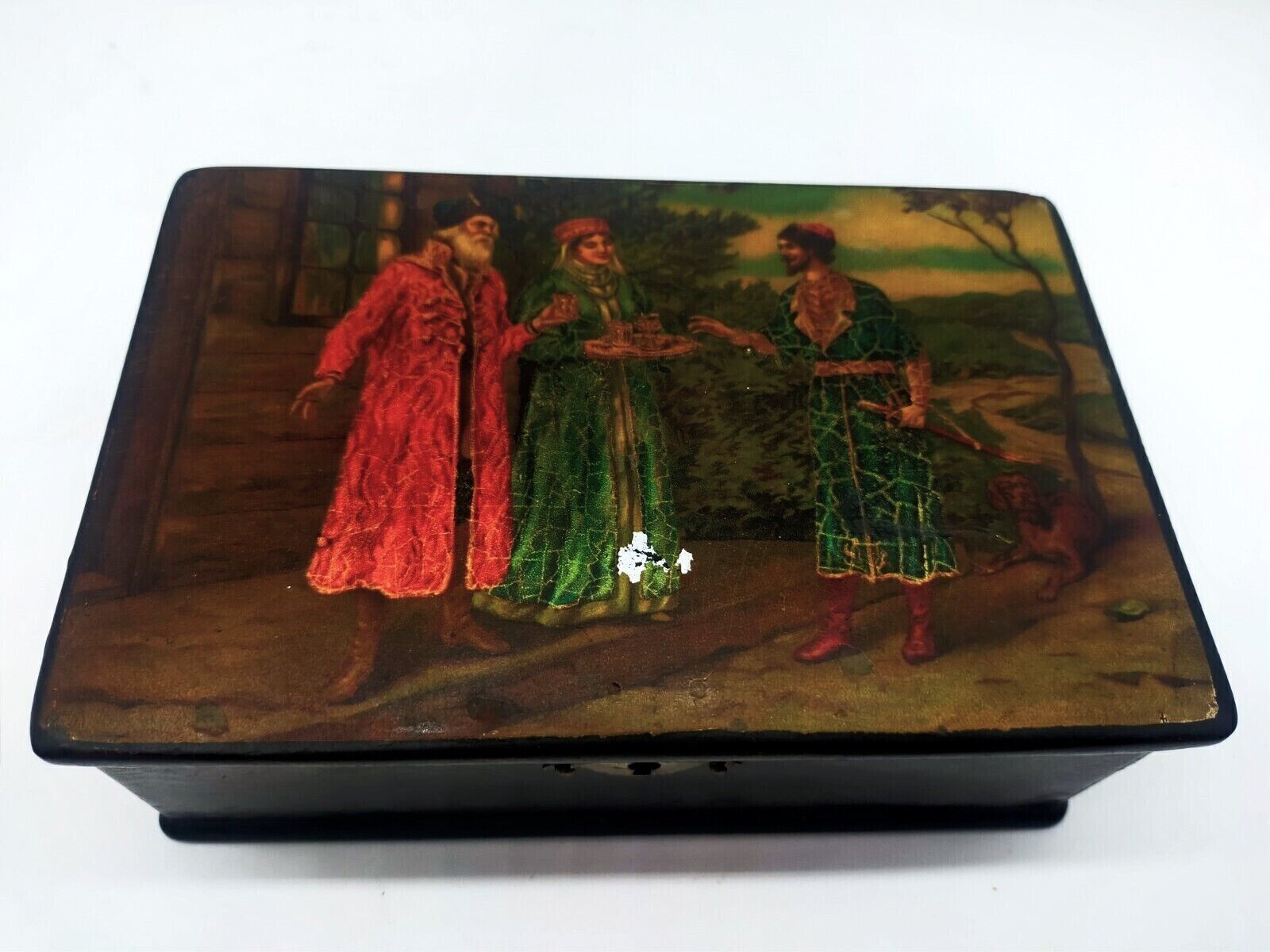 Painted Box Historical Scene Russia Moscow 19th Century