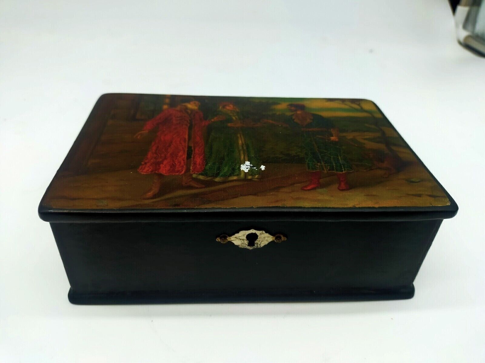 Painted Box Historical Scene Russia Moscow 19th Century photo furniture