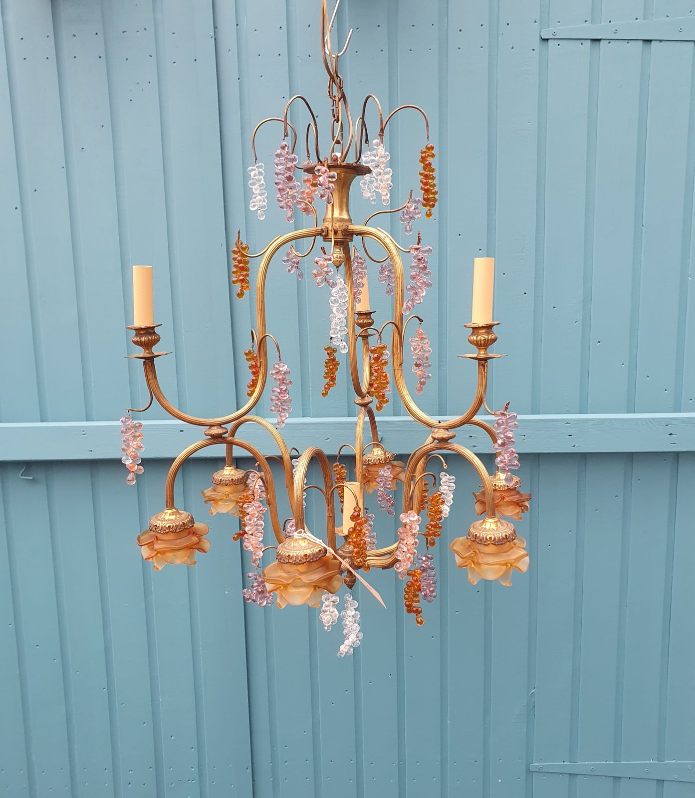 photo vinterior Large French Chandelier With Glass Bunches Of Grapes