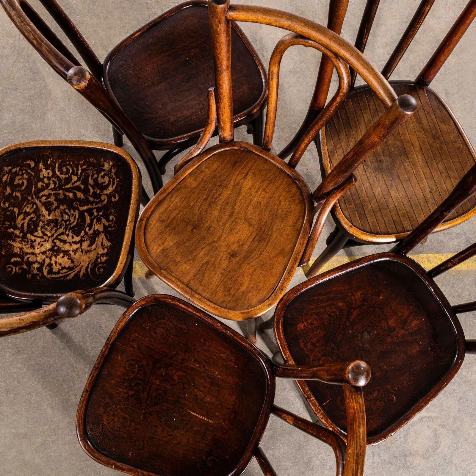 1940’s Rich Dark Fischel Bentwood Dining Chairs – Set Of Six photo for sale