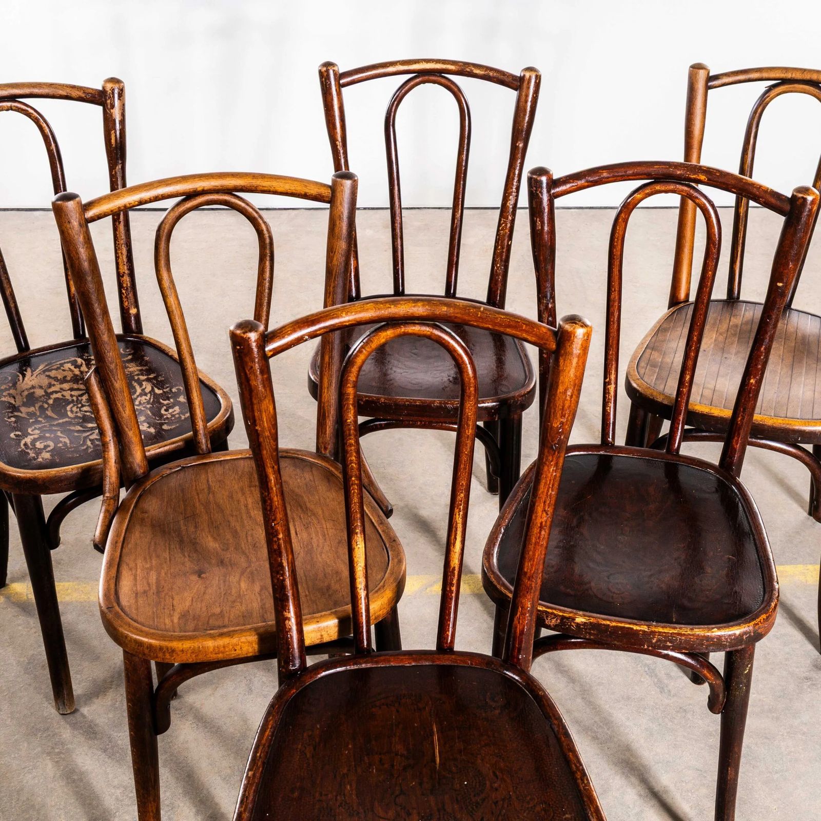1940’s Rich Dark Fischel Bentwood Dining Chairs – Set Of Six photo vintage