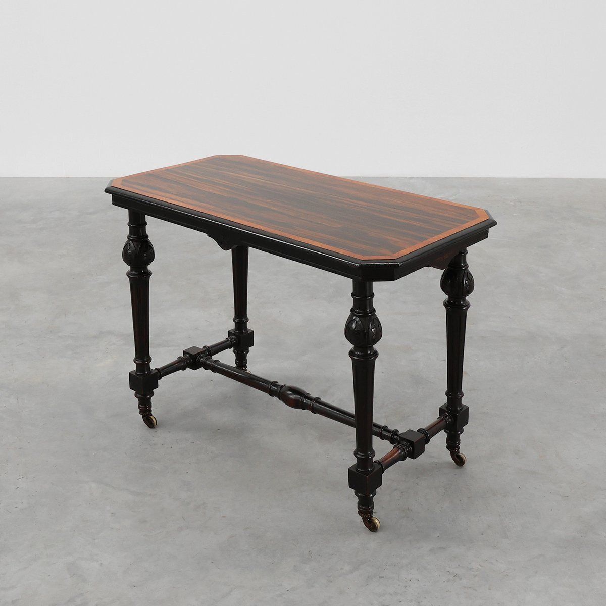 English Side Table With Geometric Wood Inlay From John Taylor & Sons, 19th Century