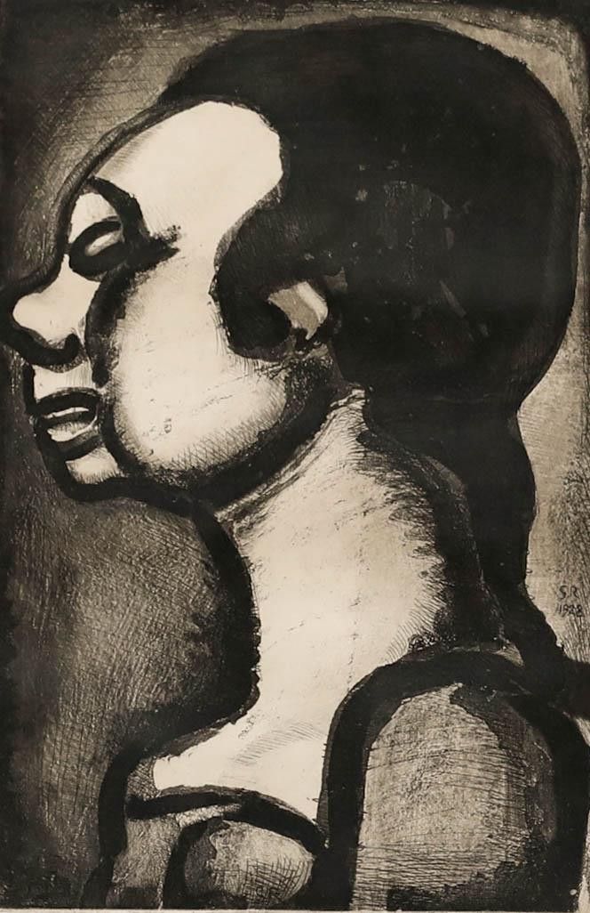Georges Rouault (1871 1958) 1928 Etching, Femme Hideuse photo furniture