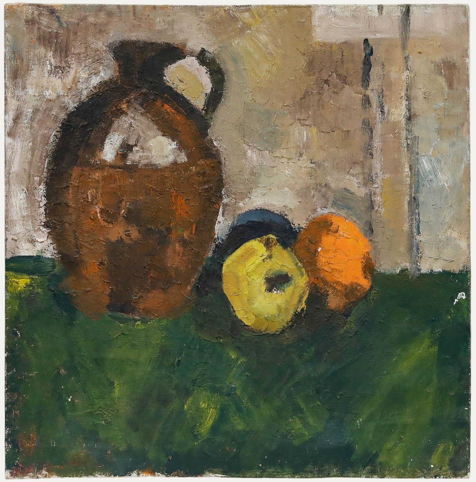 Mark Ford 20th Century Oil, Brown Jug And Fruit