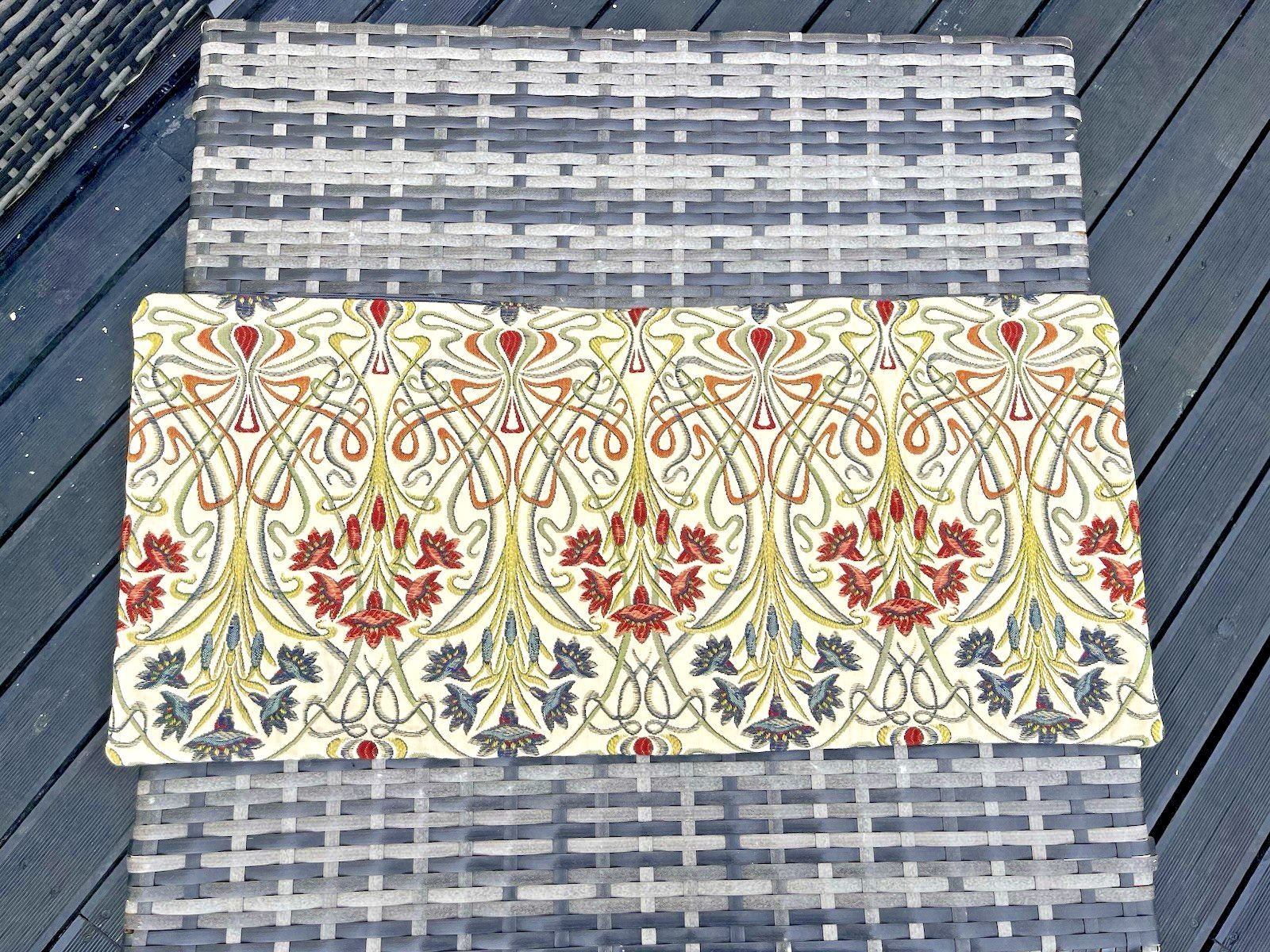 2 Tiffany Jewel Art Nouveau Style Artisan Bolster Cushion Covers Bench Bed Sofa photo Textiles
