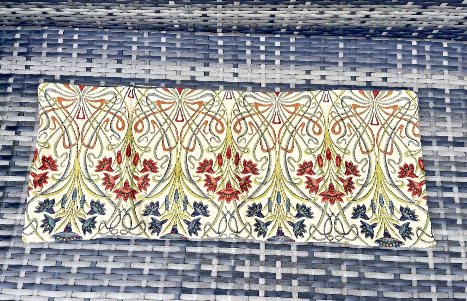 2 Tiffany Jewel Art Nouveau Style Artisan Bolster Cushion Covers Bed Bench Sofa photo vinterior