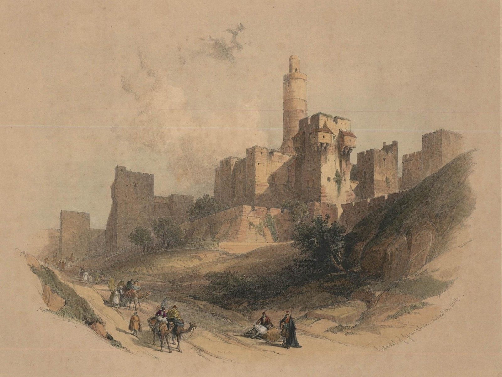 Louis Haghe After David Roberts 19th Century Lithograph, The Tower Of David photo furniture
