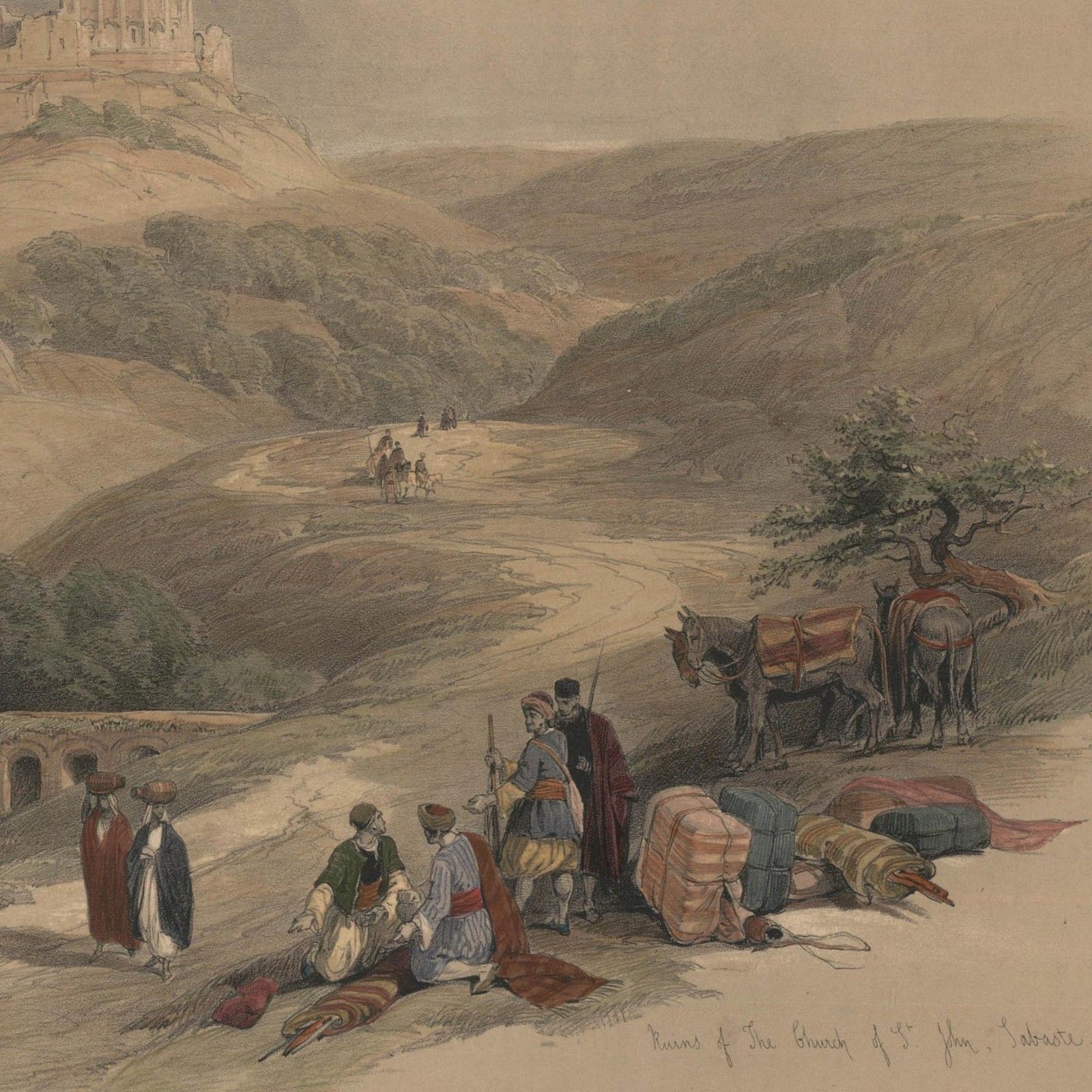 Louis Haghe After David Roberts 19th Century Lithograph, Ruins Of St John photo Art
