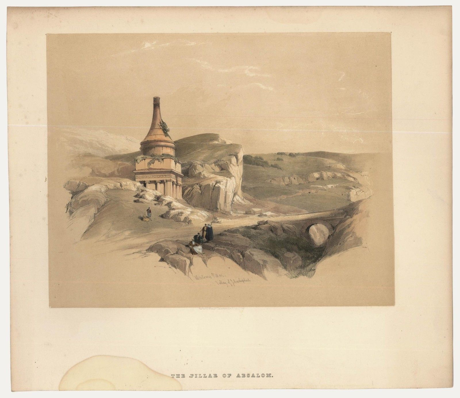Louis Haghe After David Roberts 19th Century Lithograph, The Pillar Of Absalom