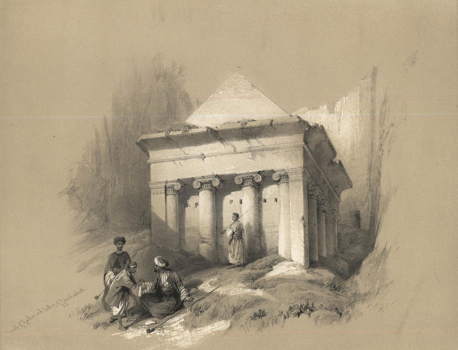 Louis Haghe After David Roberts 19th Century Lithograph, The Tomb Of Zechariah photo furniture