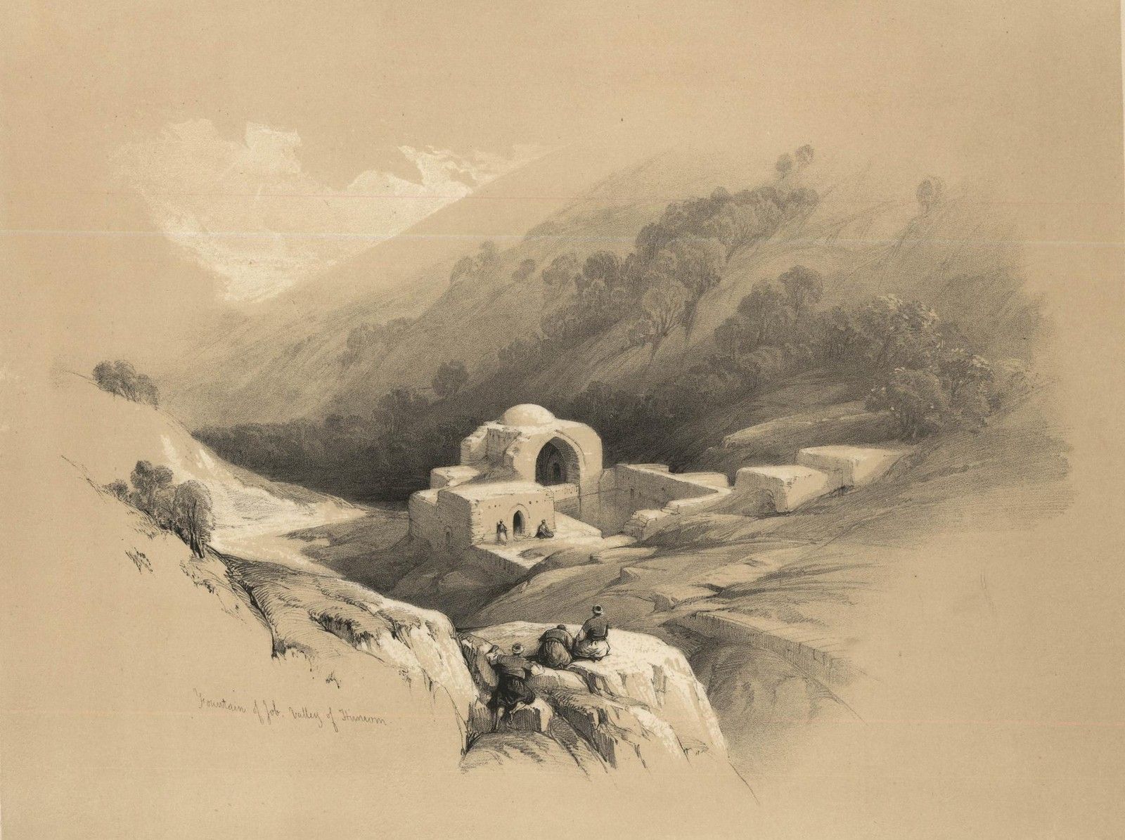 Louis Haghe After David Roberts 19th Century Lithograph, The Fountain Of Job photo furniture