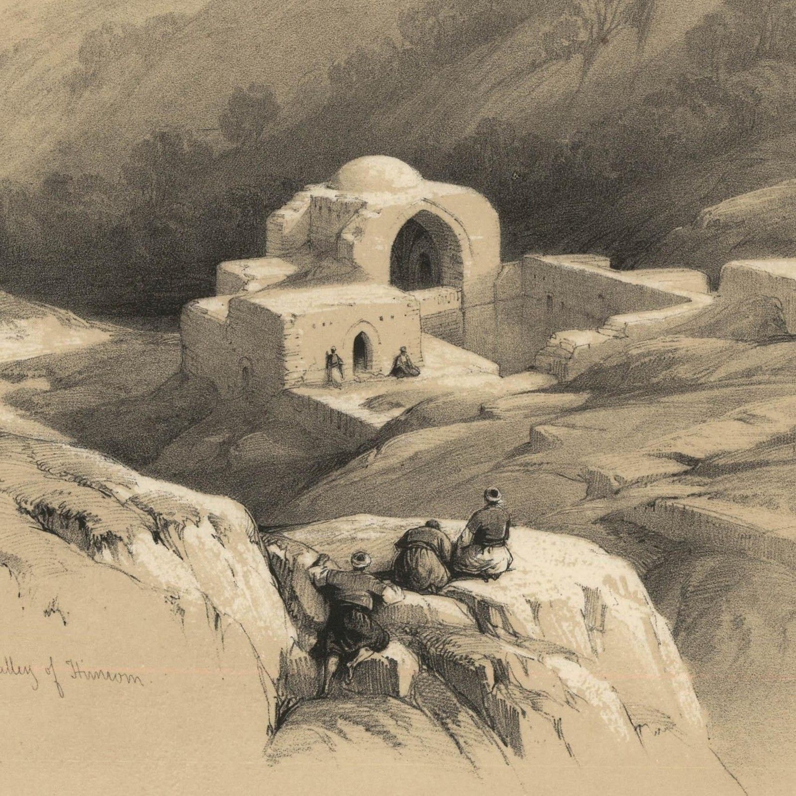 Louis Haghe After David Roberts 19th Century Lithograph, The Fountain Of Job photo Art
