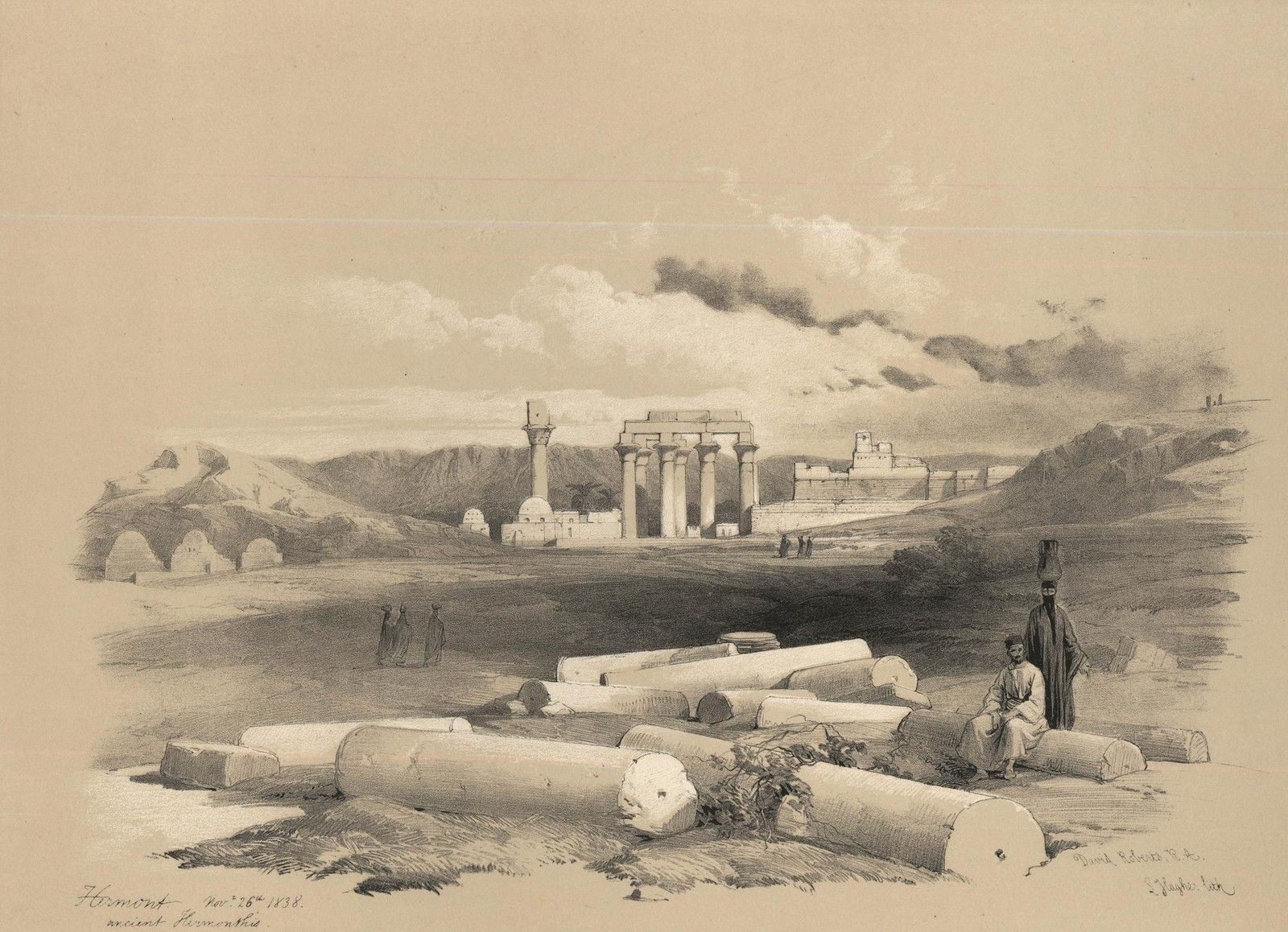 Louis Haghe After David Roberts 19th Century Lithograph, Ruins Of Erment photo furniture