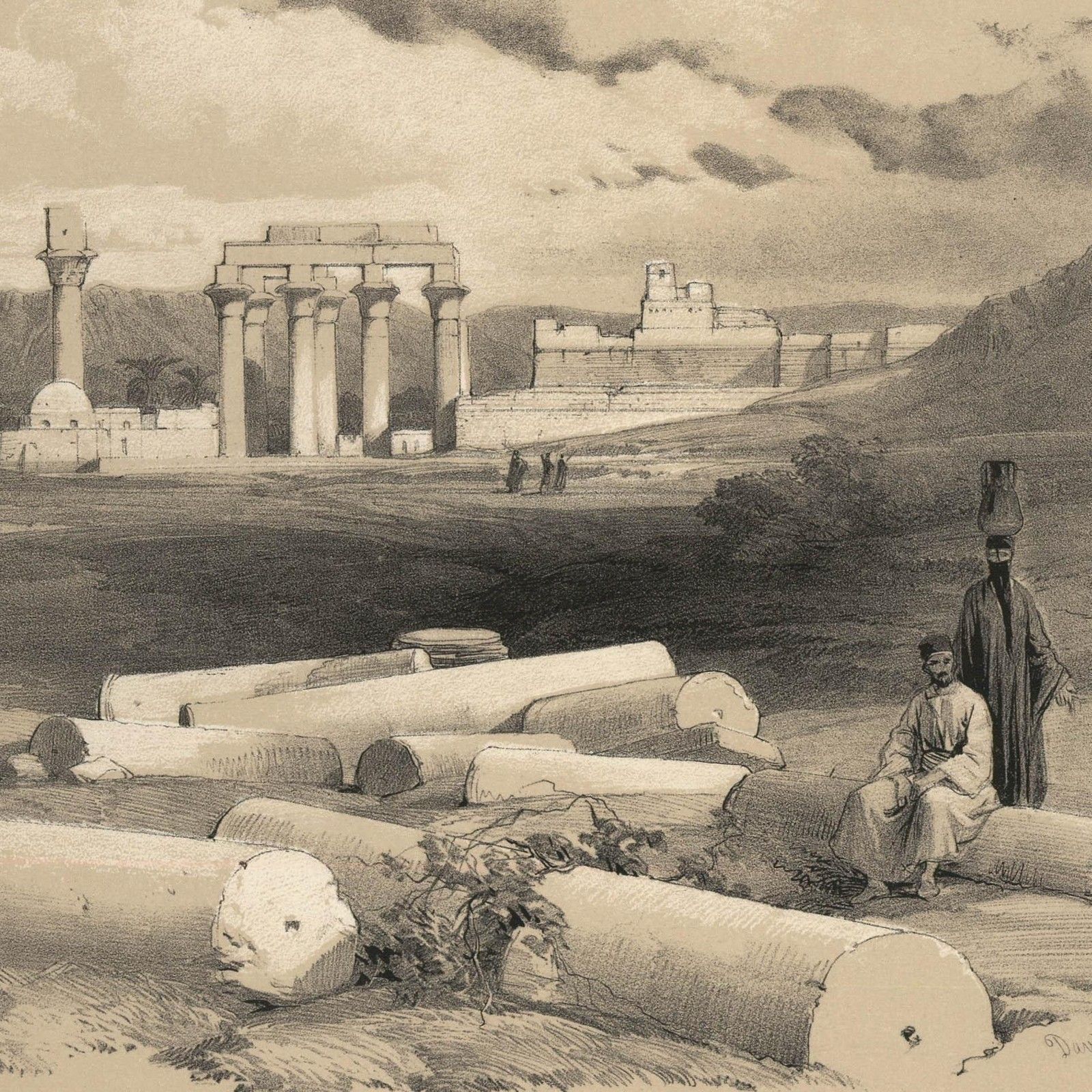 Louis Haghe After David Roberts 19th Century Lithograph, Ruins Of Erment photo Art