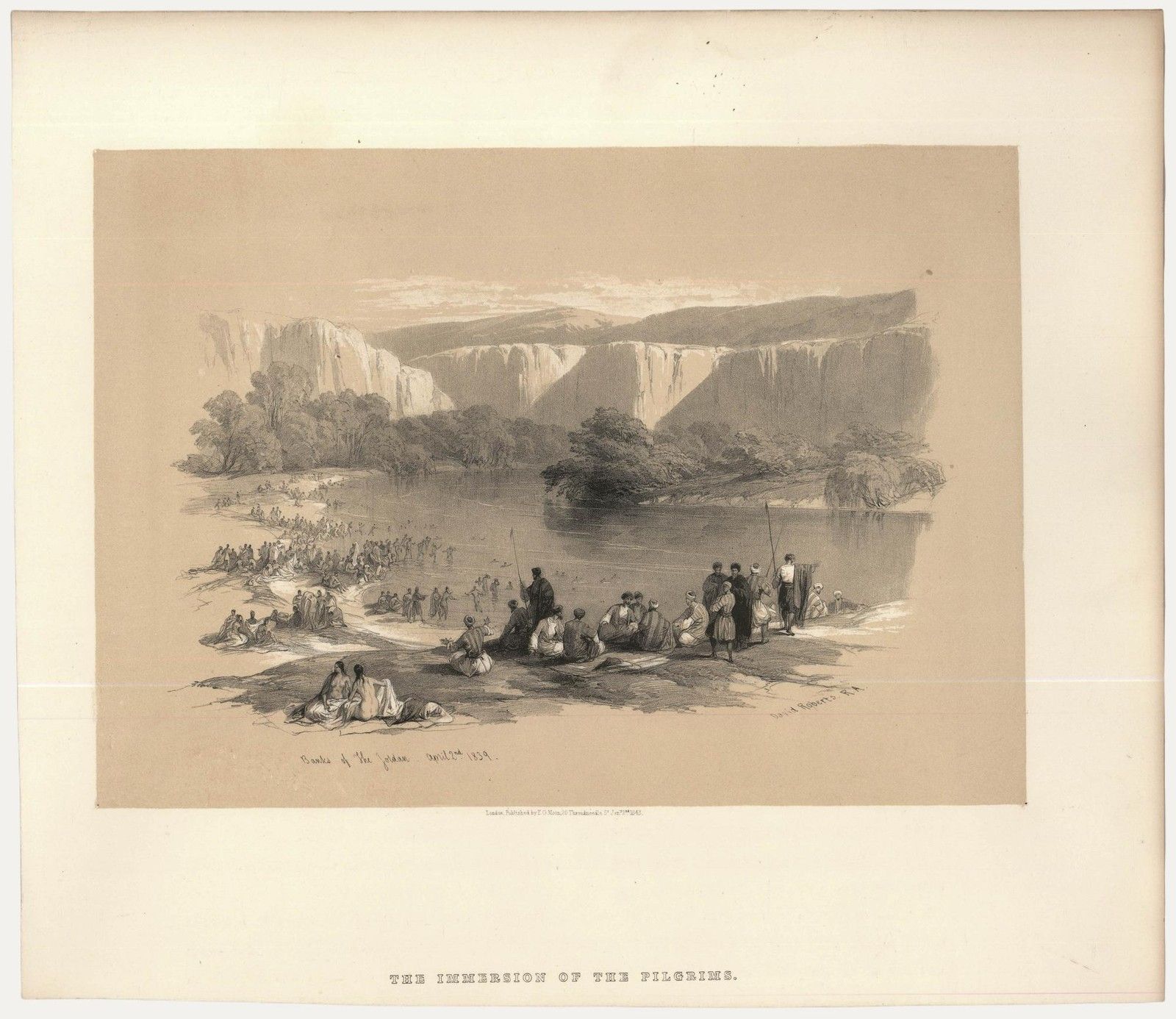 Louis Haghe After David Roberts Lithograph, The Immersion Of The Pilgrims