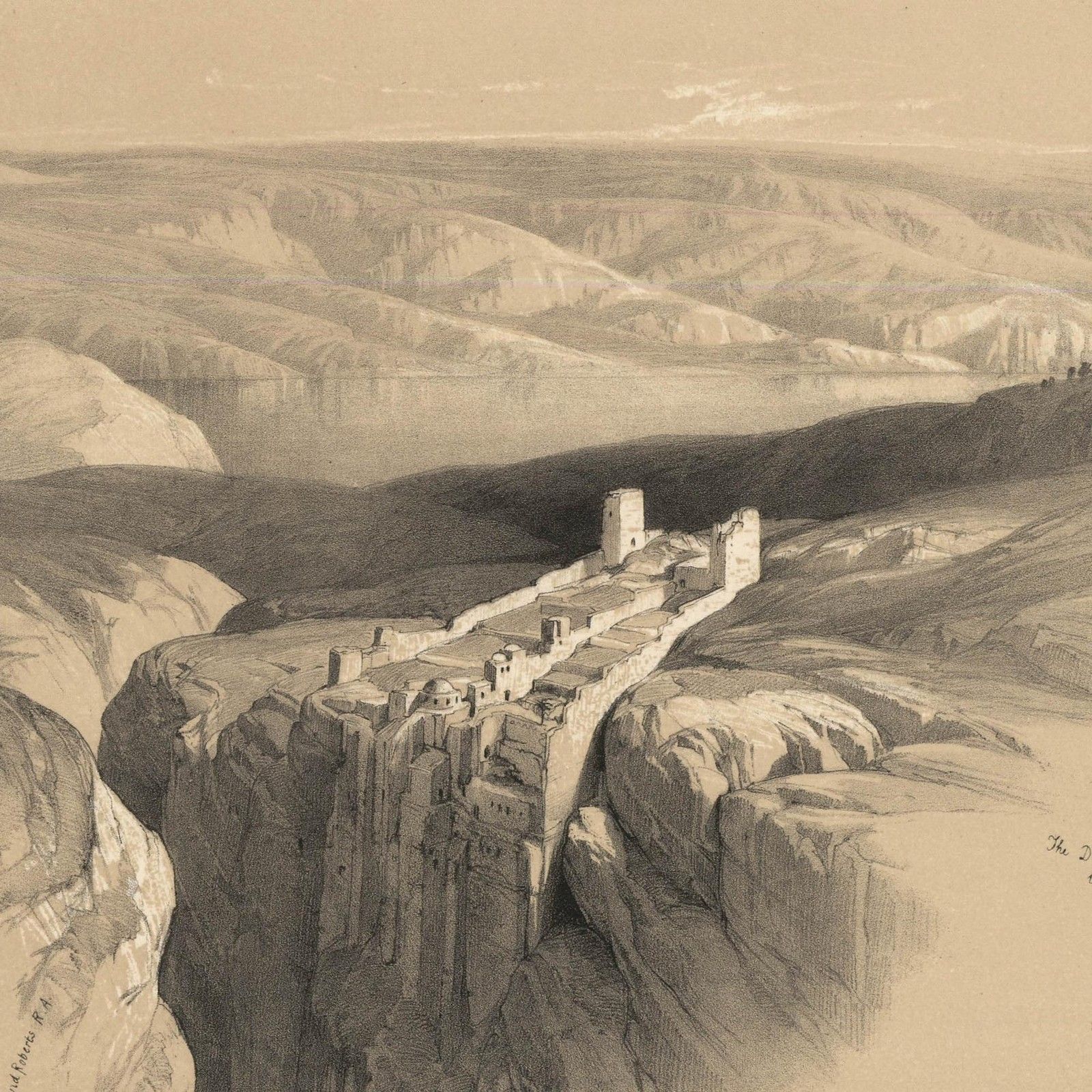 Louis Haghe After David Roberts 19th Century Lithograph, The Dead Sea photo Art