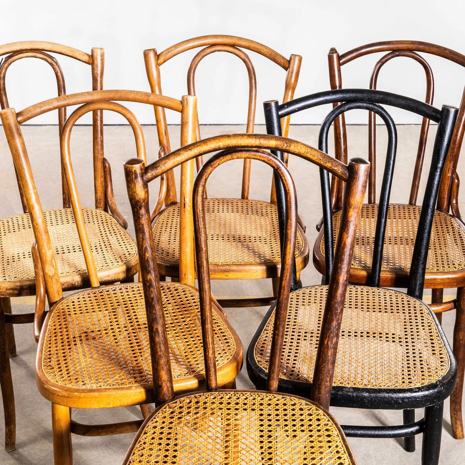 1930's French Single Hoop Back Cane Seat Dining Chairs   Set Of Six photo for sale