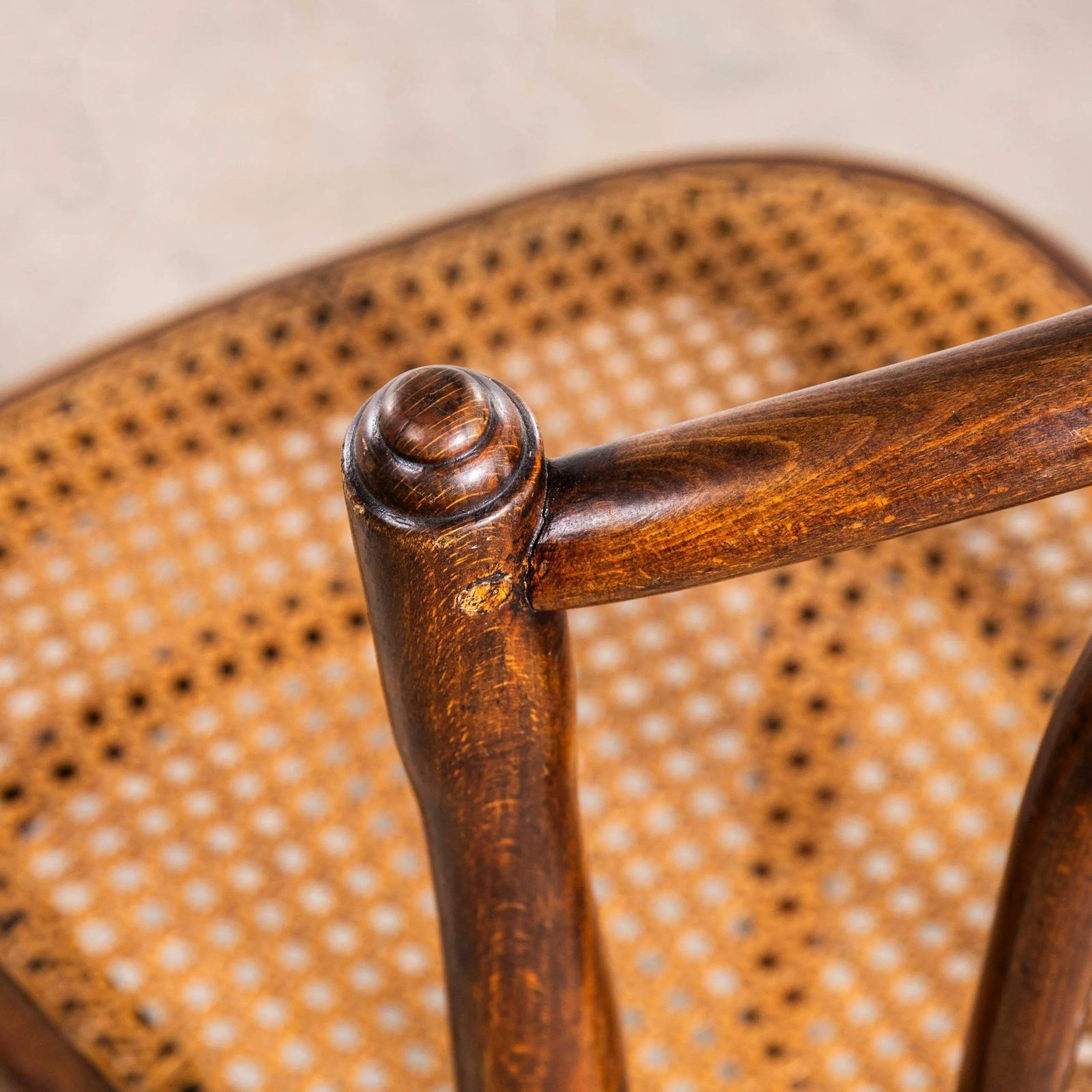 1930's French Single Hoop Back Cane Seat Dining Chairs   Set Of Six photo vinterior