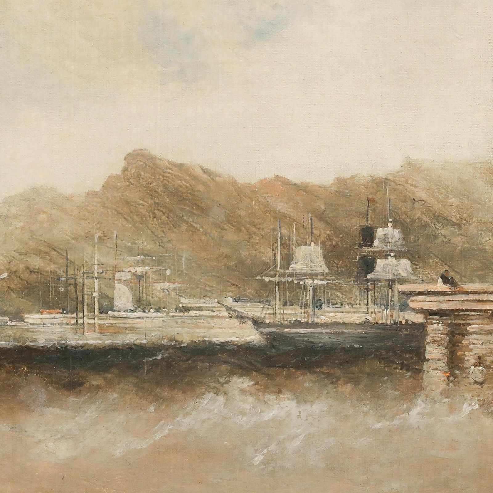 Attrib. William Mcalpine 19th Century Oil, Sailing In Choppy Waters photo 750.0